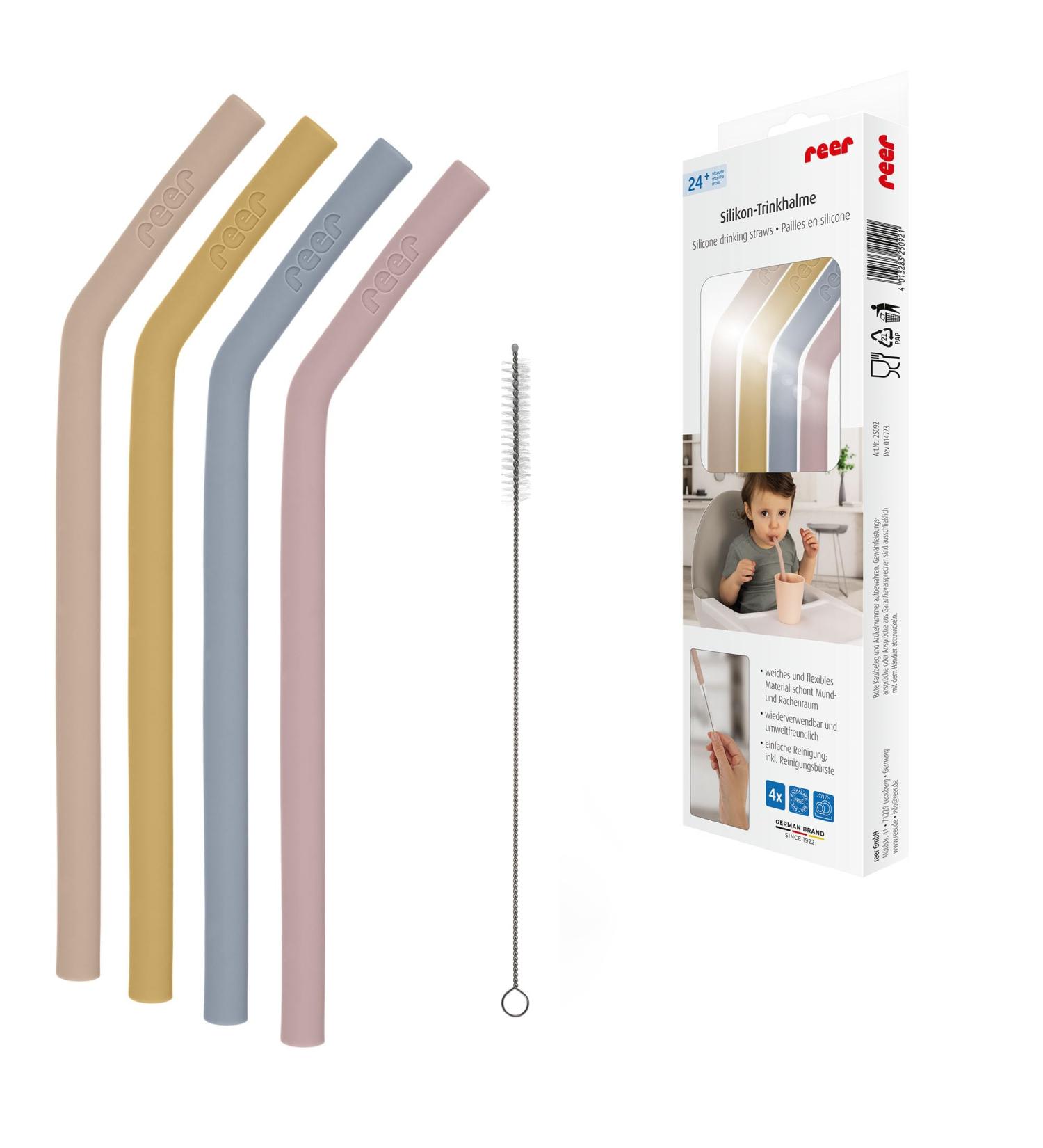 Shop Bright Silicone Straws for Toddlers & Kids | Set of 4 with Cleaning Brush | Safe for Ages 2+ - Buy Online on SooperMarket.com