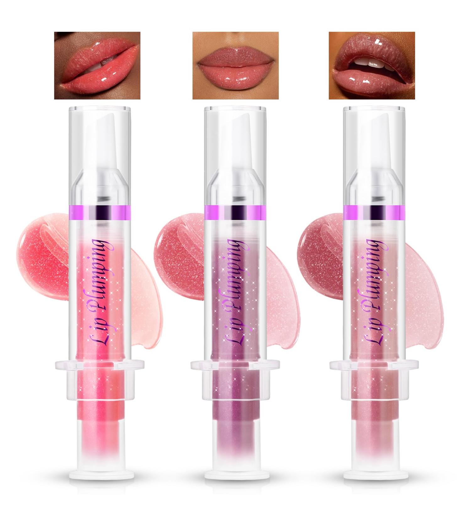 3 Colors Lip Plumping Booster Set - Natural Fuller Gloss Hydrating Lip Care Serum Glitter Finish (04+05+06 - Buy Online on SooperMarket.com