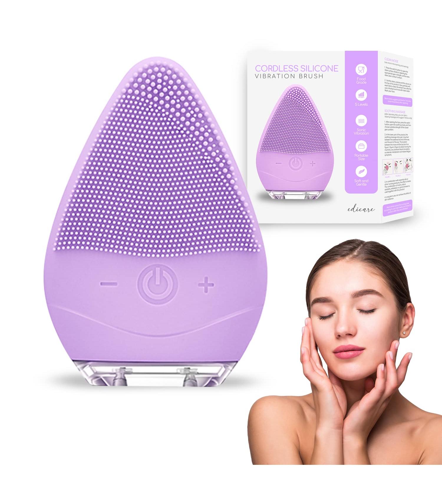 Edicare Facial Cleaning Brush - Waterproof Anti-Aging Electrical Massage Device for Deep Cleaning & Peeling (Violet) - 1 Pack - Buy Online on SooperMarket.com