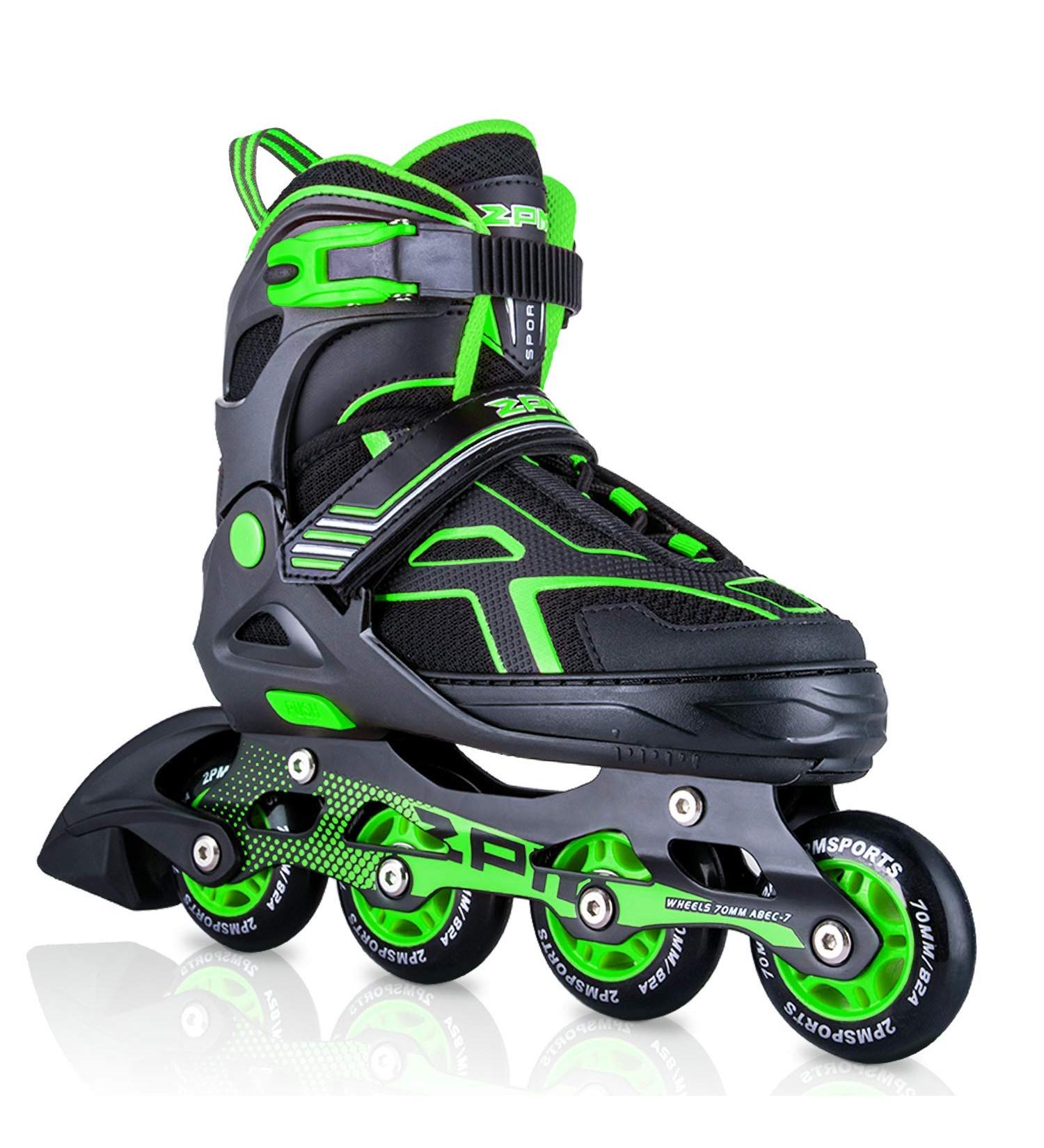 2PM SPORTS Torinx Adjustable Inline Skates | Fun Roller Blades for Kids | Beginner Roller Skates for Girls, Boys, Men, and Ladies | Green Large - Youth (4-7 US) - Buy Online on SooperMarket.com