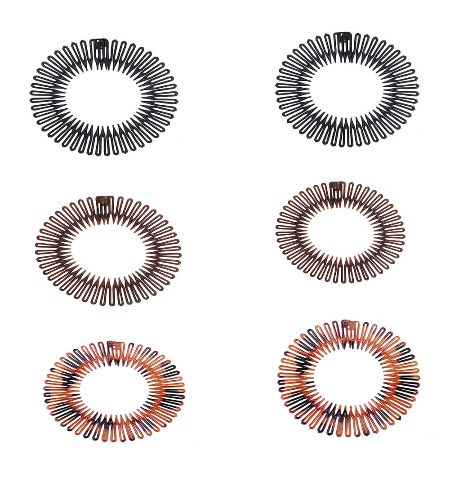 YALLNASL Girls Flexible Zig Zag Hair Bands - 6 Pack, 3 Colors - Spiral Headband for Women's Hair - No Slip Stretch Combs - Buy Online on SooperMarket.com