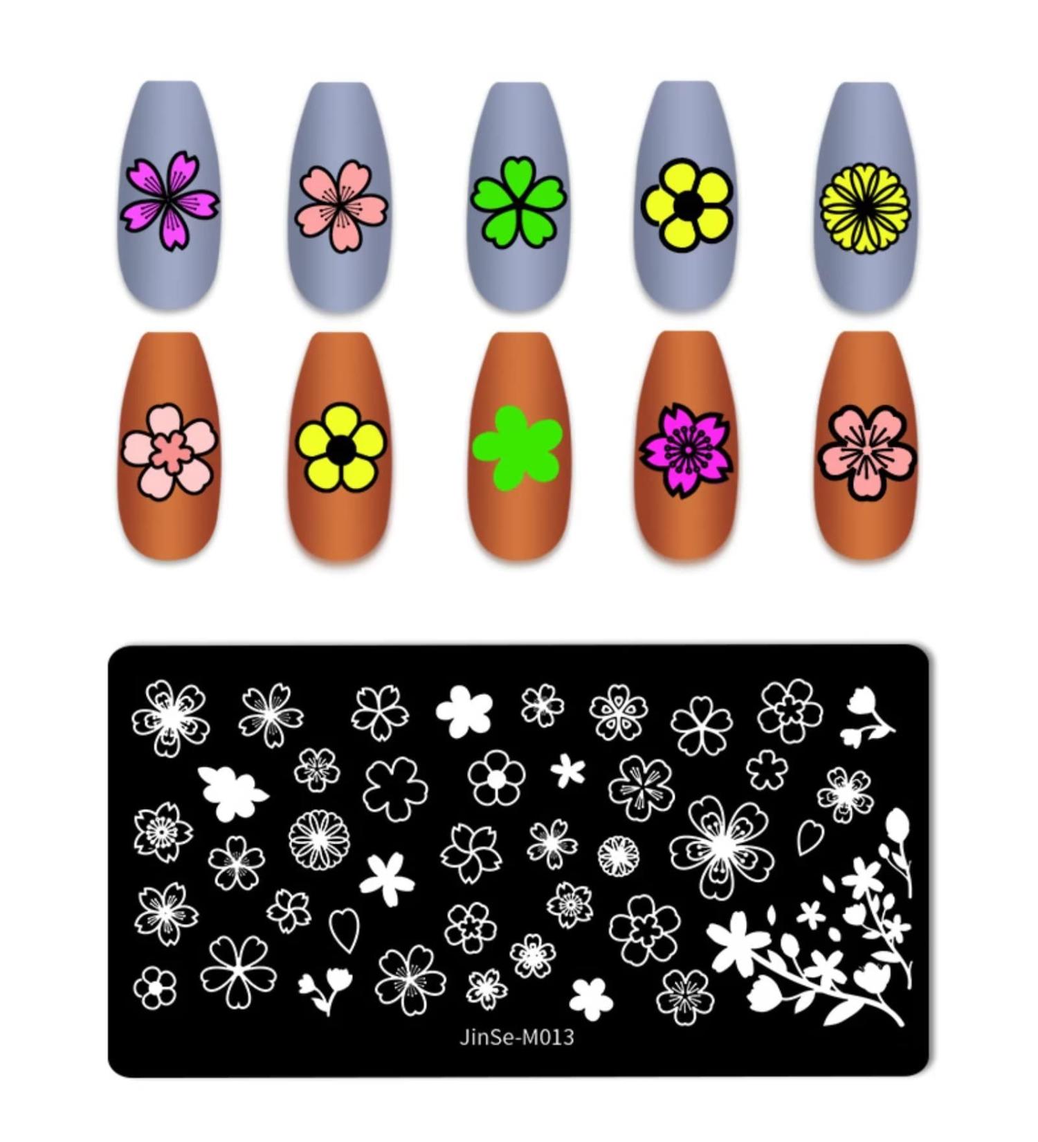 Buy RUNRAYAY Sakura Nail Art Stamping Plate - Flower Design Template for Creative Nail Art | International Shipping Available - Buy Online on SooperMarket.com
