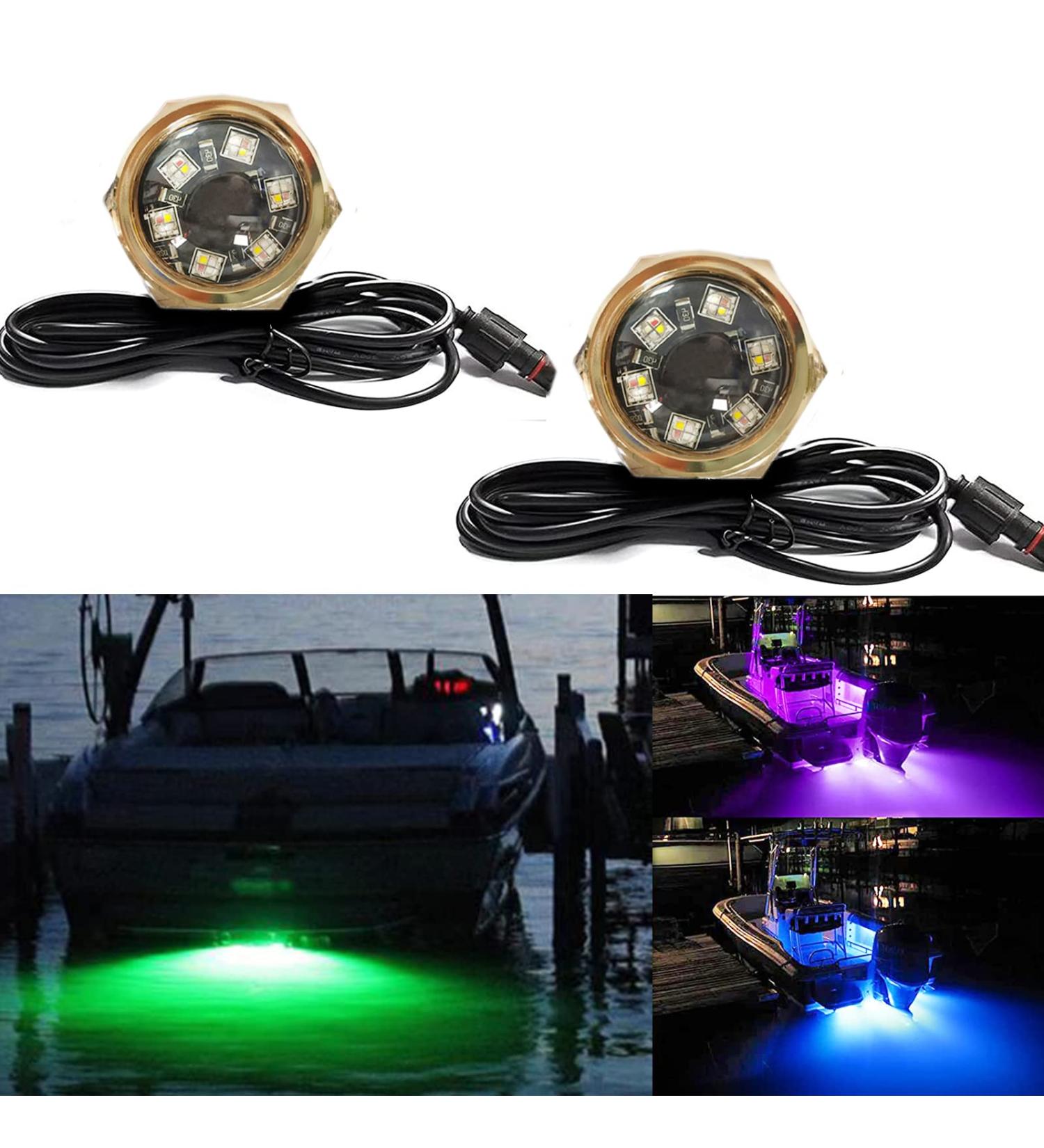 JXOFROAD 1/2 NPT RGBW Boat Drain Plug Lights - 2 Pack | Underwater Stainless Steel Stern Plug Lights | Remote/APP Control Dynamic Modes - Buy Online on SooperMarket.com