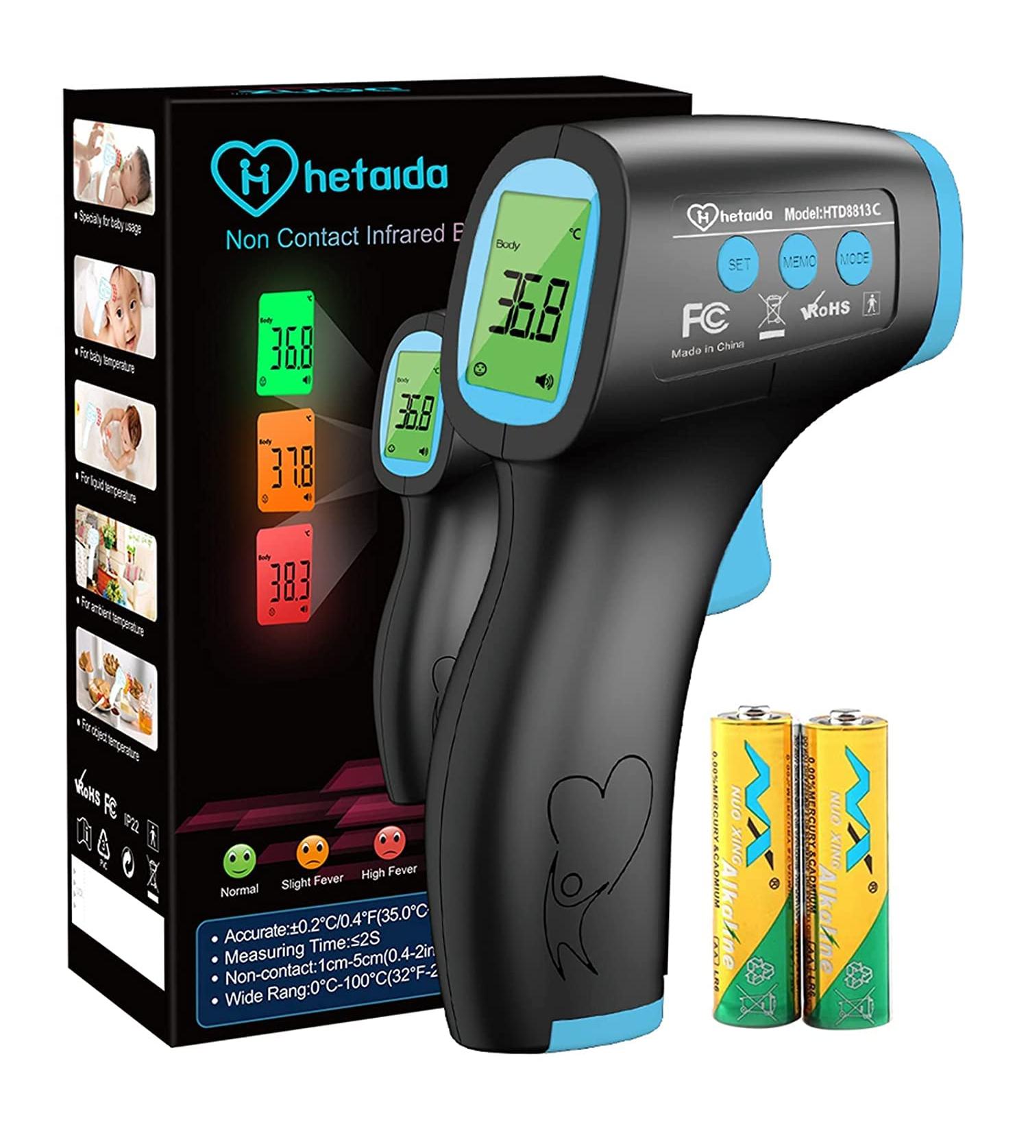 No Touch Forehead Thermometer for Adults and Children - Digital Infrared Body Thermometer for Kids - High Temperature Alarm - Instant Accurate Reading - Black - Buy Online on SooperMarket.com