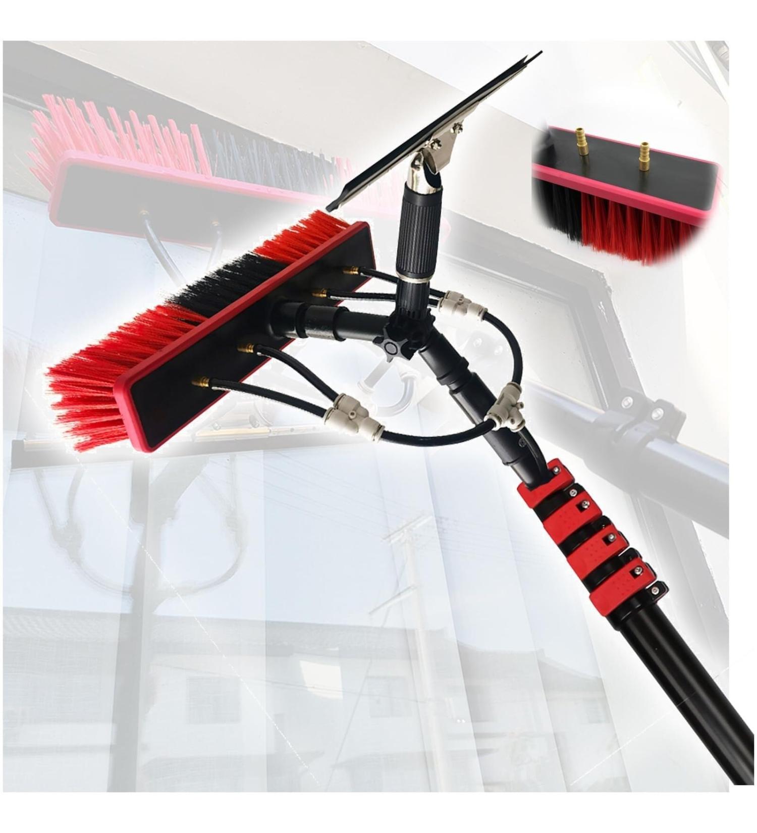 Window Cleaning Brush Equipment High-Strength Carbon Fiber Retractable Water Fed Pole Set Scrubbing Brush with Squeegee 55cm Brush Head 9M/30FT - Buy Online on SooperMarket.com