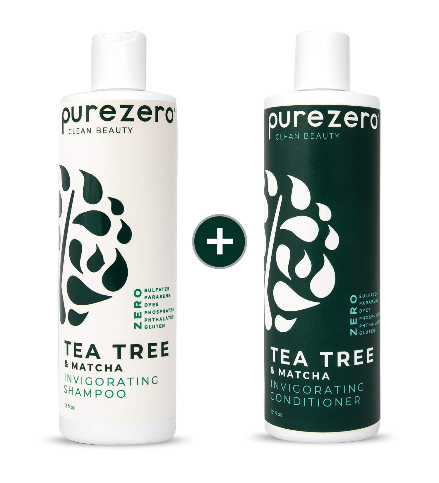 Purezero Tea Tree & Matcha Shampoo and Conditioner Set - Nourishing Scalp Treatment - Vegan & Cruelty Free - Color Safe - Buy Online on SooperMarket.com
