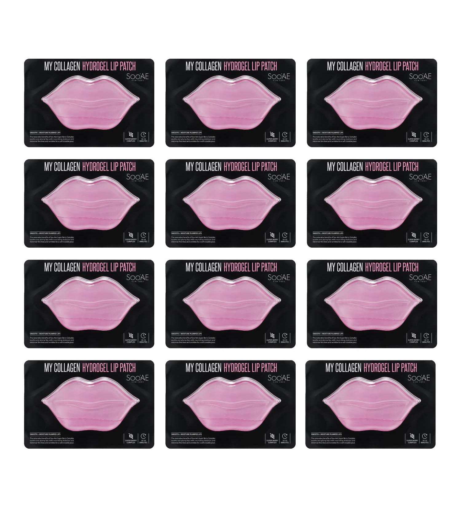 SooAE My Collagen Hydrogel Lip Patch - 12 Count Moisturizing Anti-Aging Lip Mask for Youthful Lips - Buy Online on SooperMarket.com