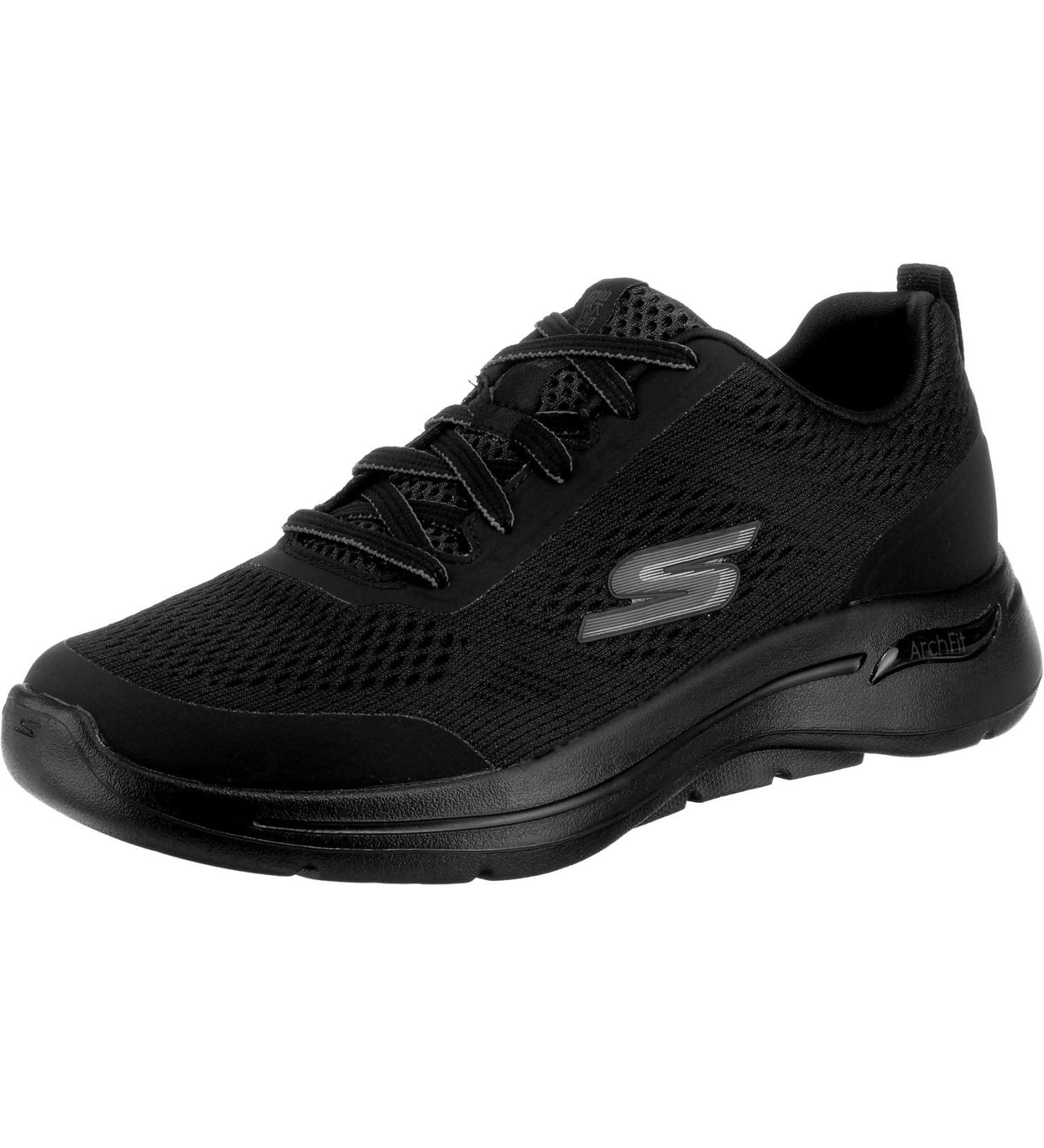 Buy Skechers Men's Go Walk Arch Fit Idyllic Sneaker - 44 EU Black Textile & Synthetic Trim | International Shipping Available - Buy Online on SooperMarket.com