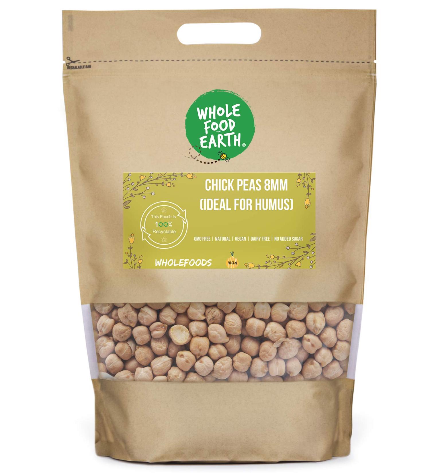 Wholefood Earth Dried Chickpeas 2kg - Ideal for Hummus - GMO Free, Natural, Vegan - High Protein - Buy Online on SooperMarket.com