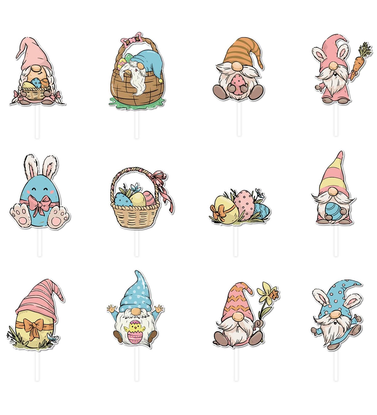 Easter Cake Decor Set 12Pieces Of Charm Rabbit Gnomes Easter Cupcake Toppers Cupcake Pick Festive Dessert Toppers Festive Dessert Embellishments - Buy Online on SooperMarket.com