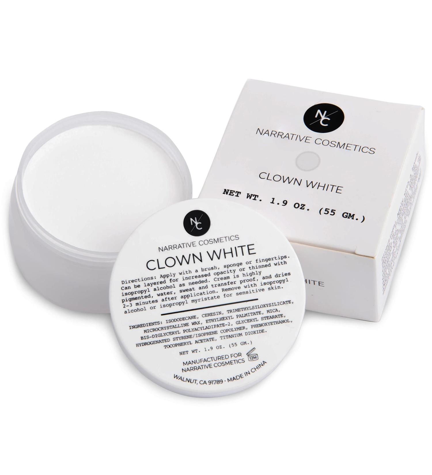 Narrative Cosmetics Quick Drying Clown White Cream Makeup for Face Painting SFX Halloween Film and Theater - 1.9oz (55gm) - Buy Online on SooperMarket.com