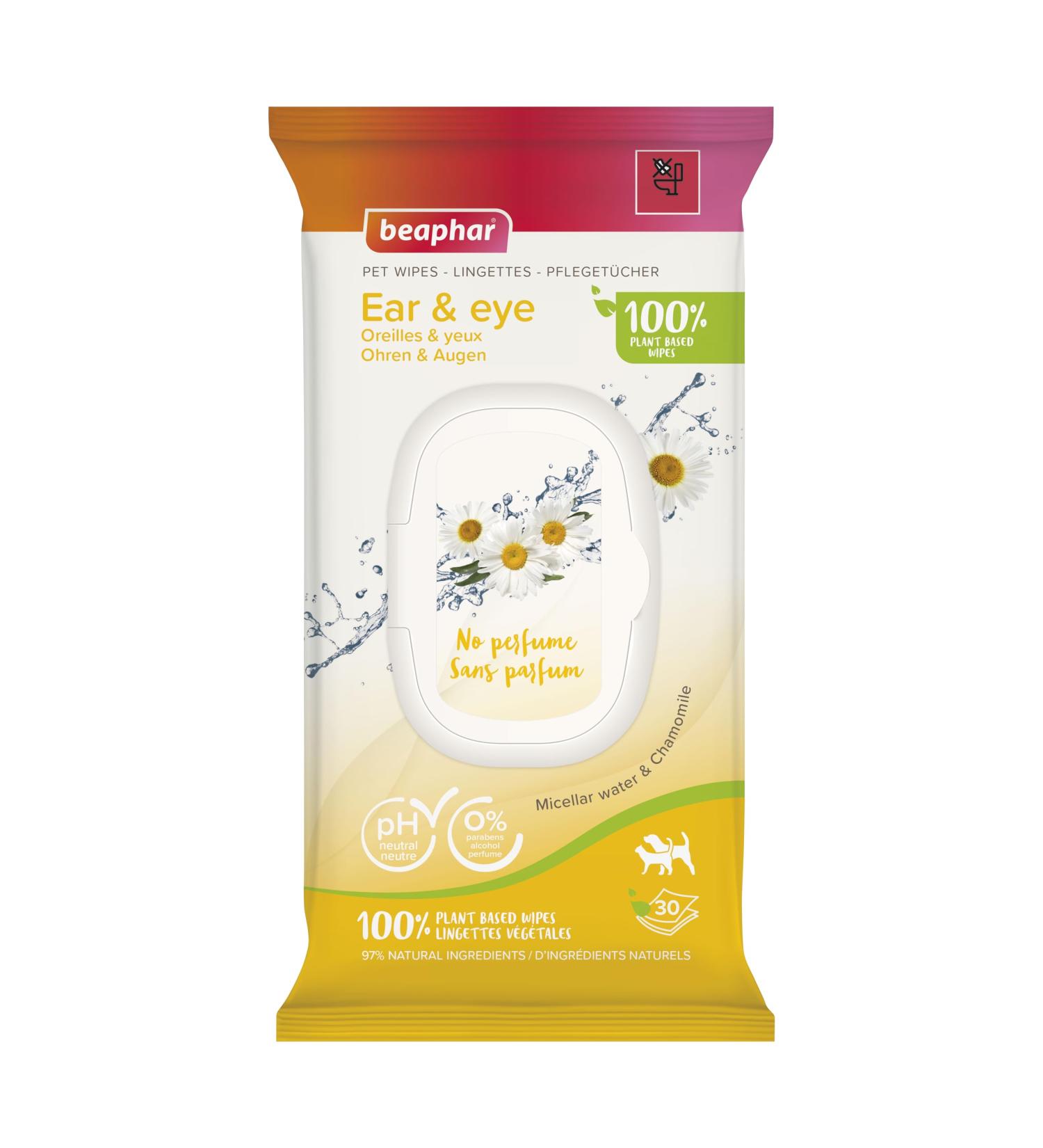 Beaphar Ear & Eye Wipes for Dogs & Cats - 30 Pieces | Gentle Cleaning Solution for Pets - Shop Now! - Buy Online on SooperMarket.com