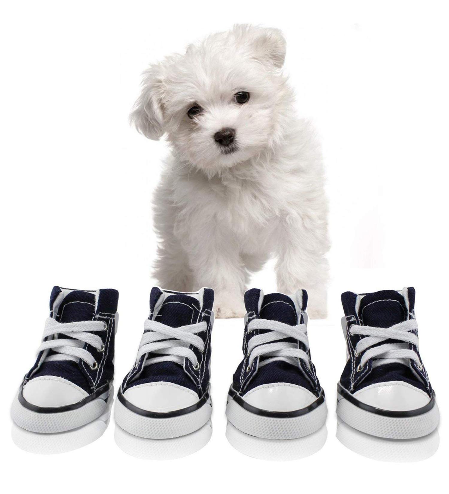 abcGoodefg Pet Dog Shoes | Puppy Canvas Sport Sneaker Boots | Outdoor Nonslip Causal Rubber Sole Shoes for Small Dog - Dark Blue - Buy Online on SooperMarket.com