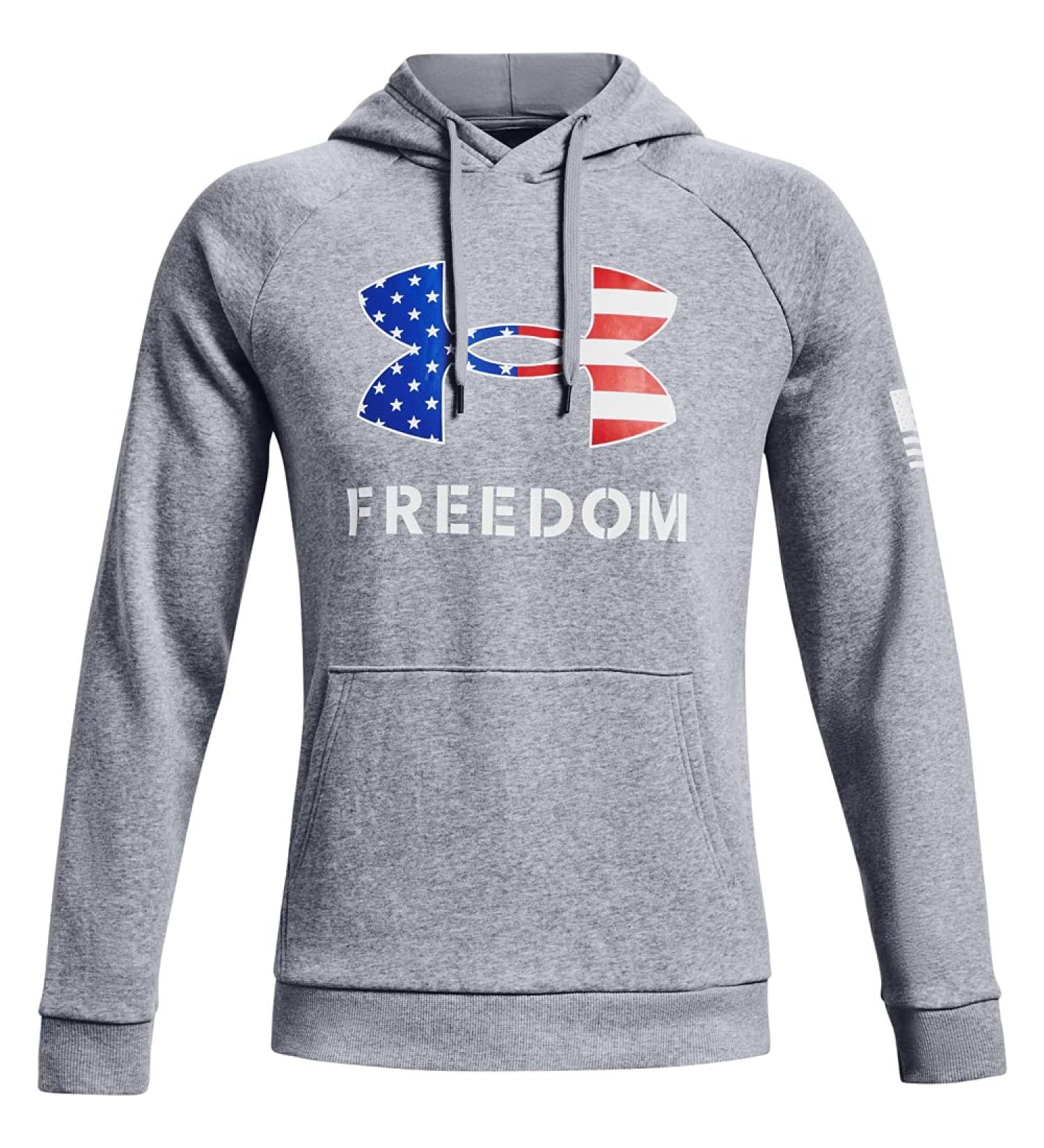 Under Armour Men's New Freedom Fleece Hoodie - Steel Medium Heather/White - XXL - Buy Online on SooperMarket.com