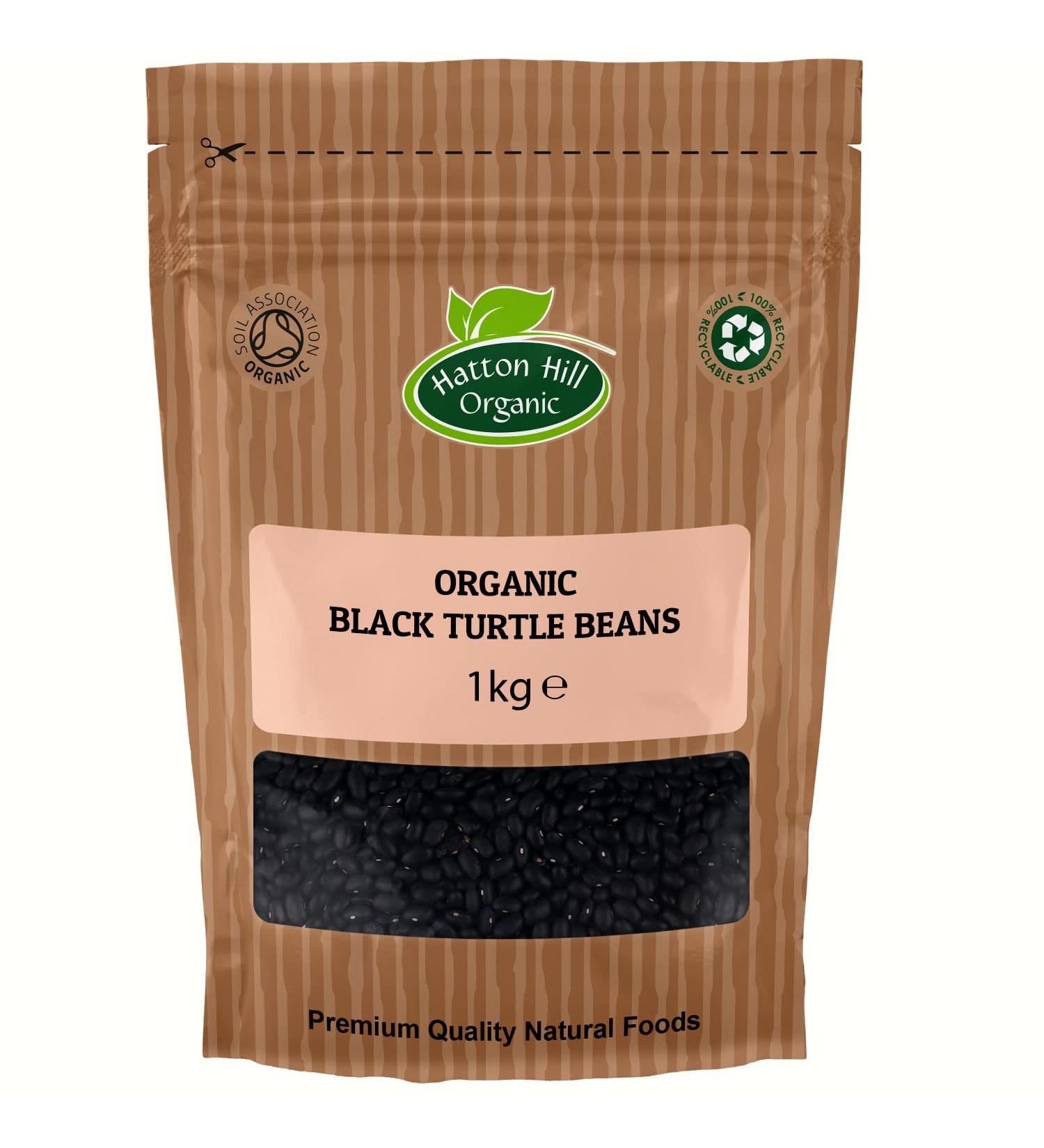Organic Black Turtle Beans 1kg by Hatton Hill Organic - Free UK Delivery