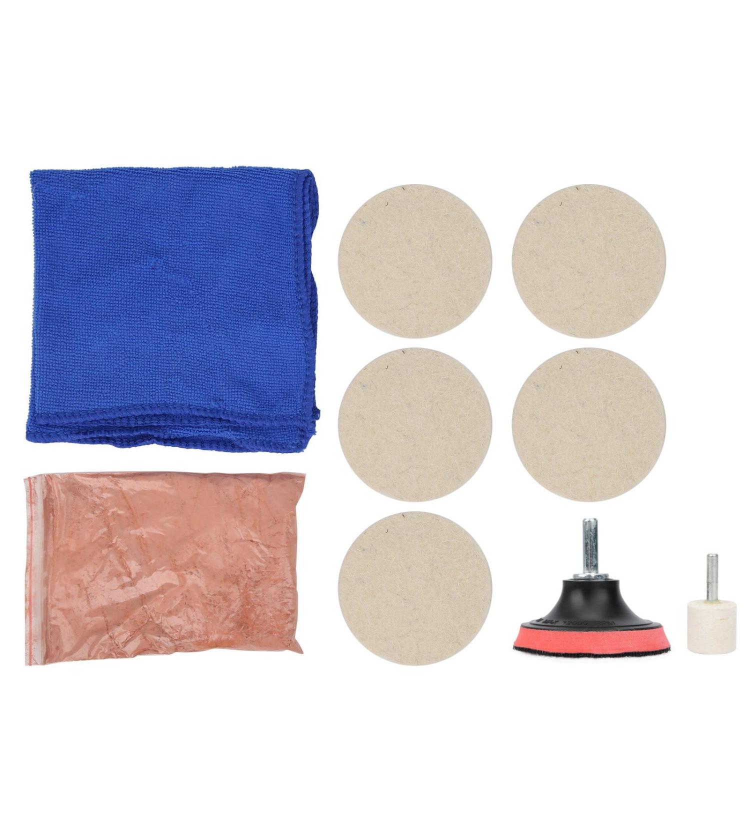 TEUOPIOE Car Windscreen Glass Scratch Remover Cerium Oxide Powder Polishing Kit Wheels Set Polish Pads - Buy Online on SooperMarket.com