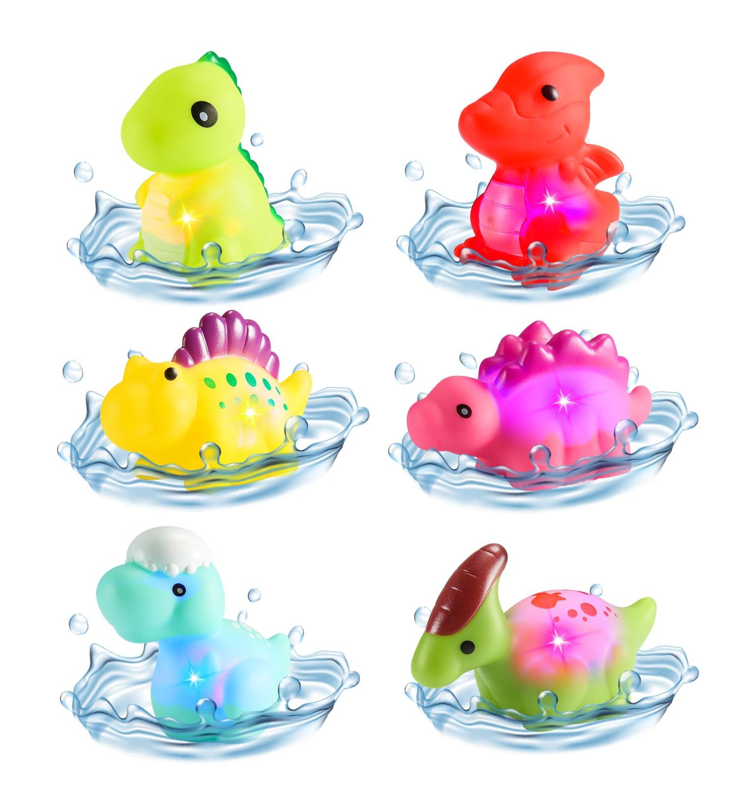 EUCOCO Dinosaur Bath Toys for 1-5 Year Old Boys and Girls - Light Up Toddler Bath Toys - Perfect Birthday Gifts for Kids - Colorful and Fun - Buy Online on SooperMarket.com
