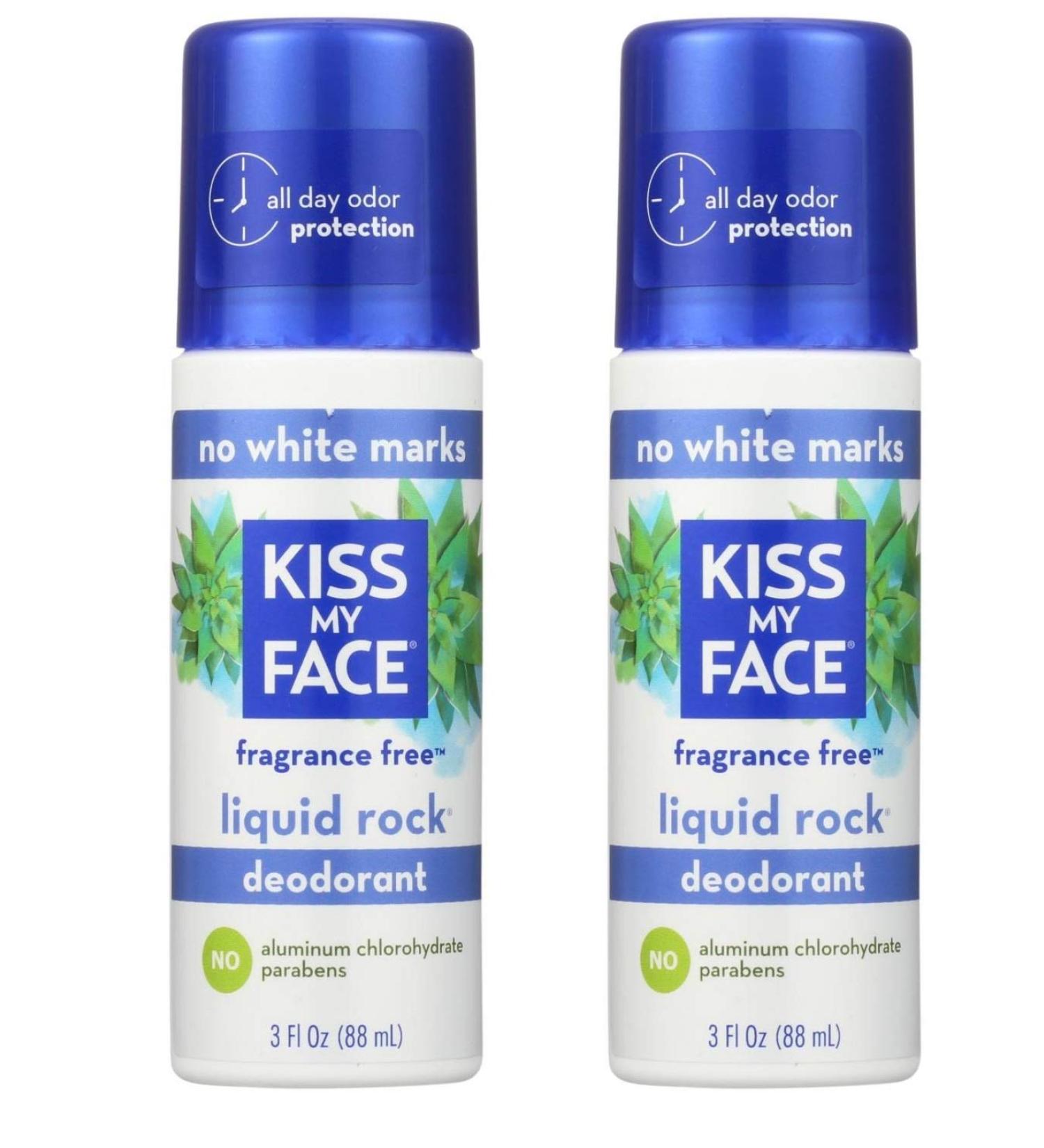Kiss My Face Paraben Free Liquid Rock Roll-On Deodorant Fragrance Free 3 Fl Oz (Pack of 2)