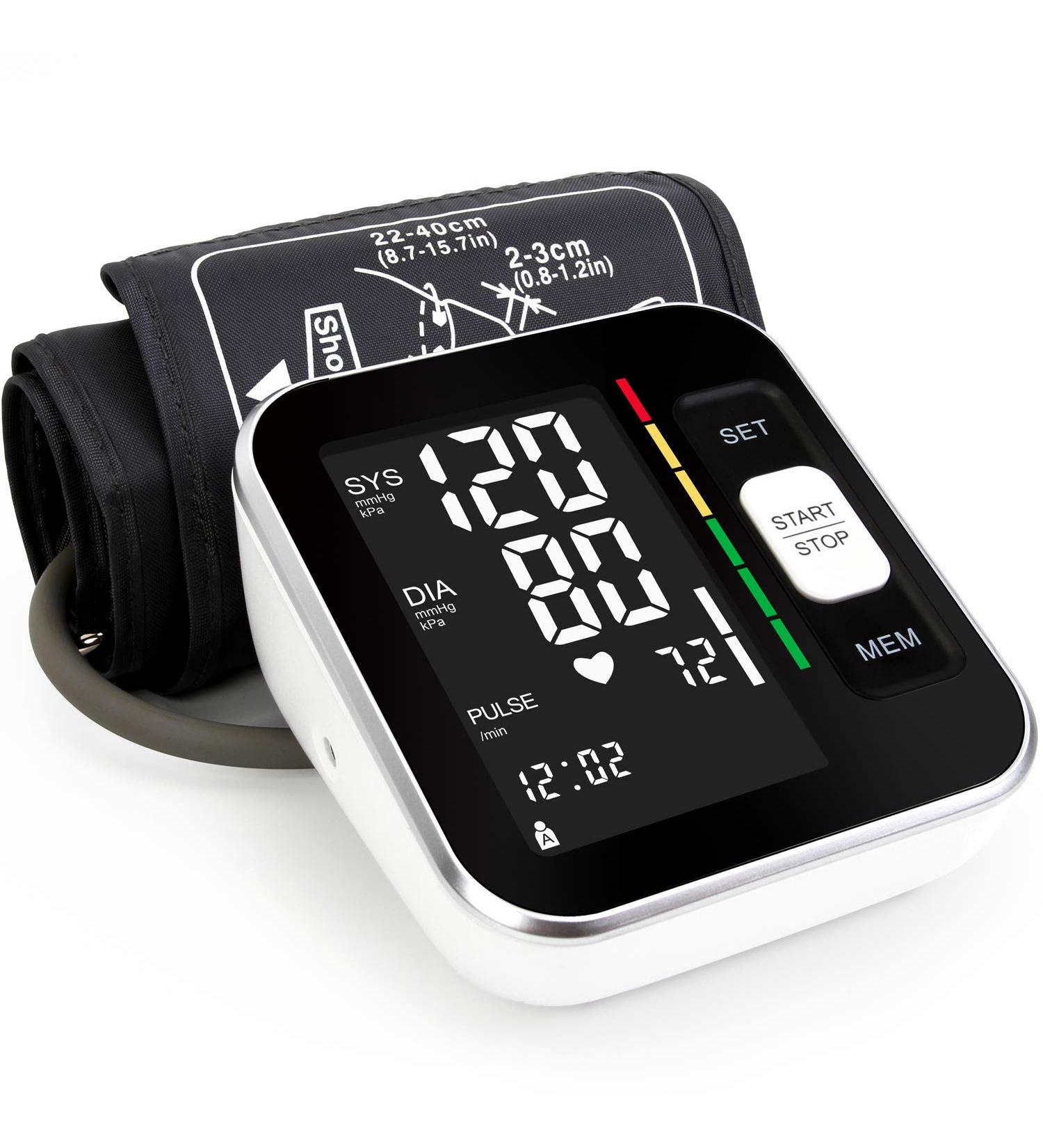 QGUGU Blood Pressure Monitor - Automatic Upper Arm BP Machine with Adjustable Digital Cuff Kit, Backlit Display, 240 Sets Memory - USB Cord & Carrying Case Included - Black - Buy Online on SooperMarket.com