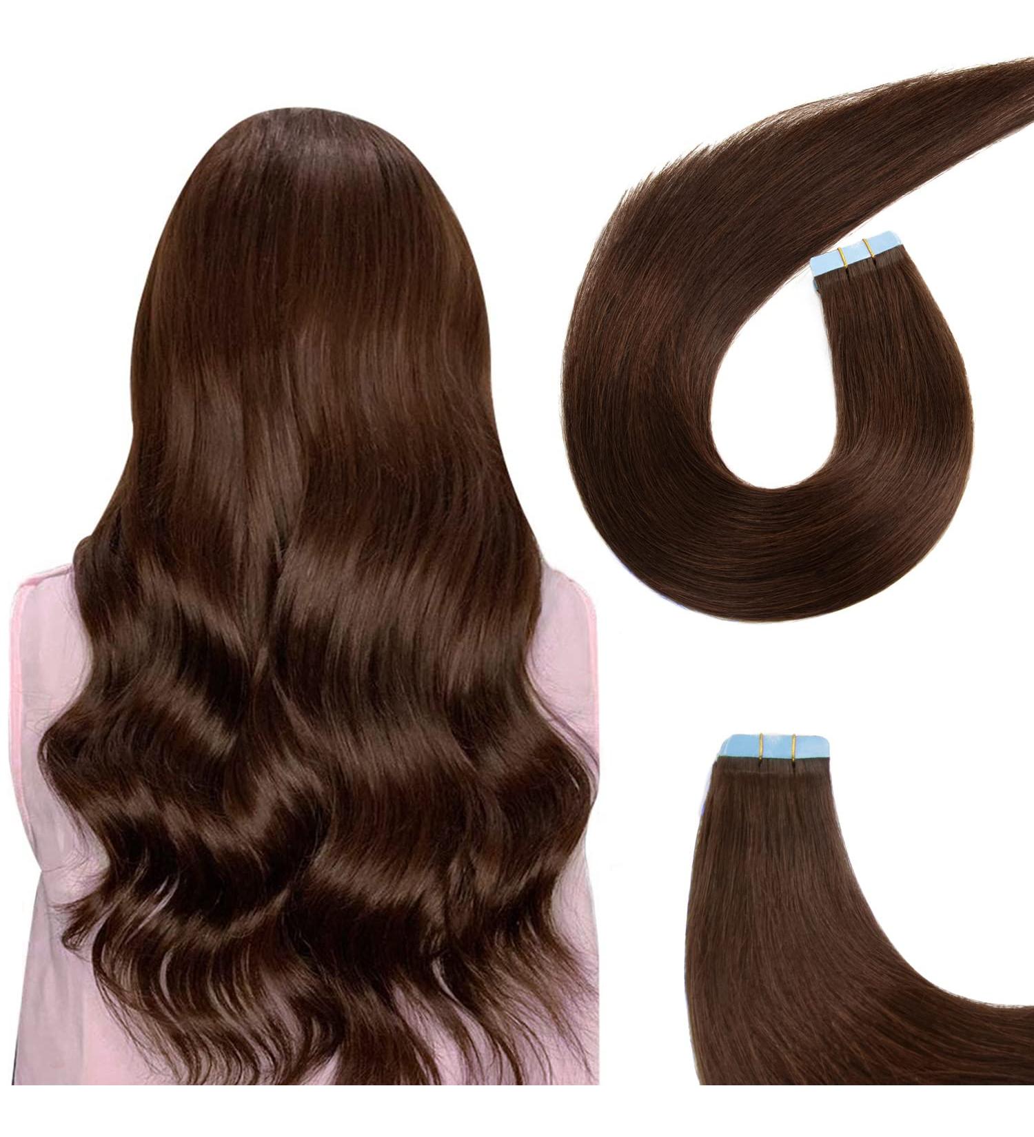 AGMITY Tape in Hair Extensions 100% Remy Human Hair 16 inches 20pcs 40g/pack Invisible Straight Thick Tape in Extensions Real Human Hair(16 inches #2 Darkest Brown) 16 inch #2 Darkest Brown - Buy Online on SooperMarket.com