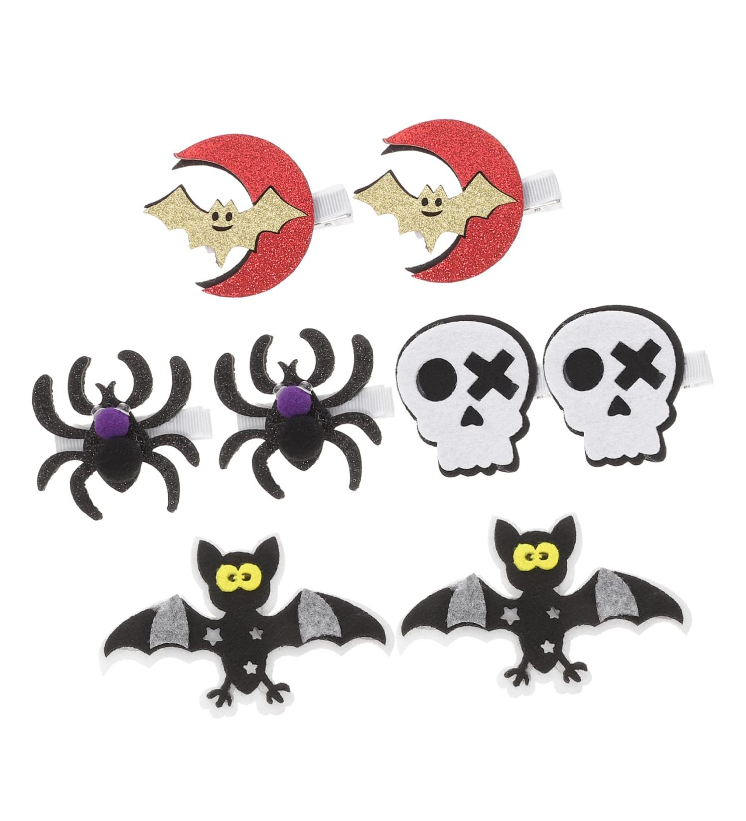 ABOOFAN 4 Pairs Halloween Hair Clips Spider Hairpin Bat Hair Clip Gothic Hair Accessories Goth Hair Clips Clips for Hair Ghost Spider Skull Hair Barrette Issue Card Felt Iron - Buy Online on SooperMarket.com