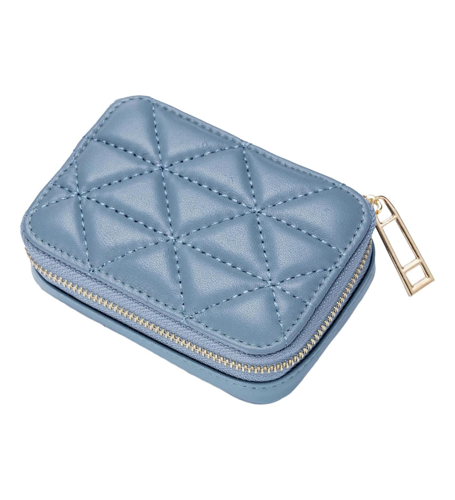 Travel Makeup Bag & Lipstick Case with Mirror - Mini Cosmetic Jewelry Box - Perfect New Year Gift - Blue - Buy Online on SooperMarket.com