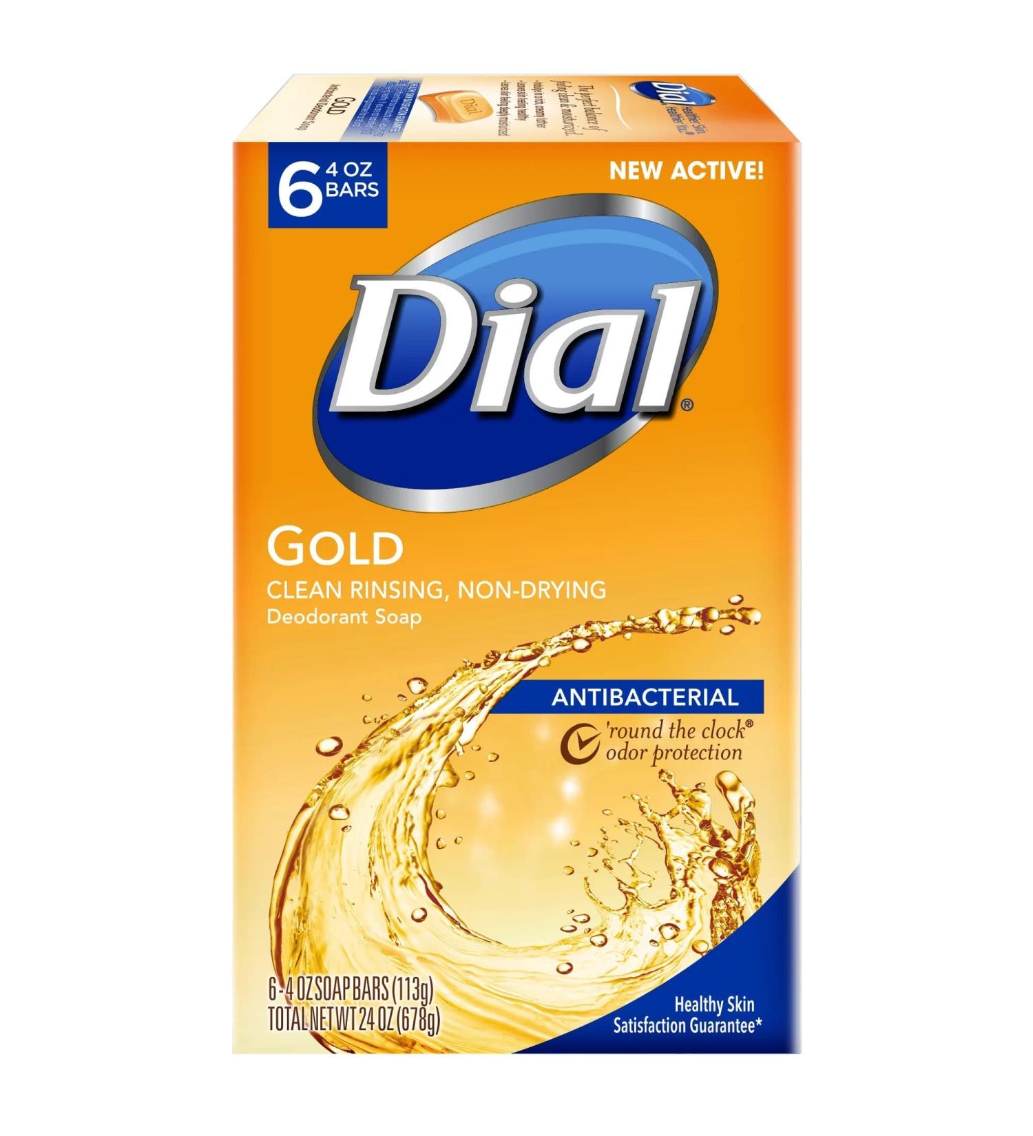 Dial Gold Antibacterial Soap - Six 4 oz Bars per Pack - Farfum 4 Ounce (Pack of 6) - Buy Online on SooperMarket.com