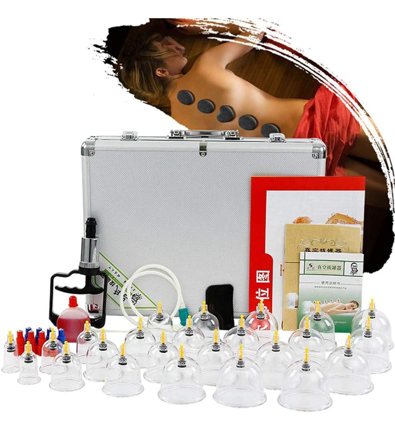 LIANGJUANG cupping set silicone cupping therapy set lure cupping therapy sets wood therapy massage tools kit Relieve Low Back Pain Blood Circulation Beautiful Packaging Non-Glass Chinese Health Vacuum - Buy Online on SooperMarket.com
