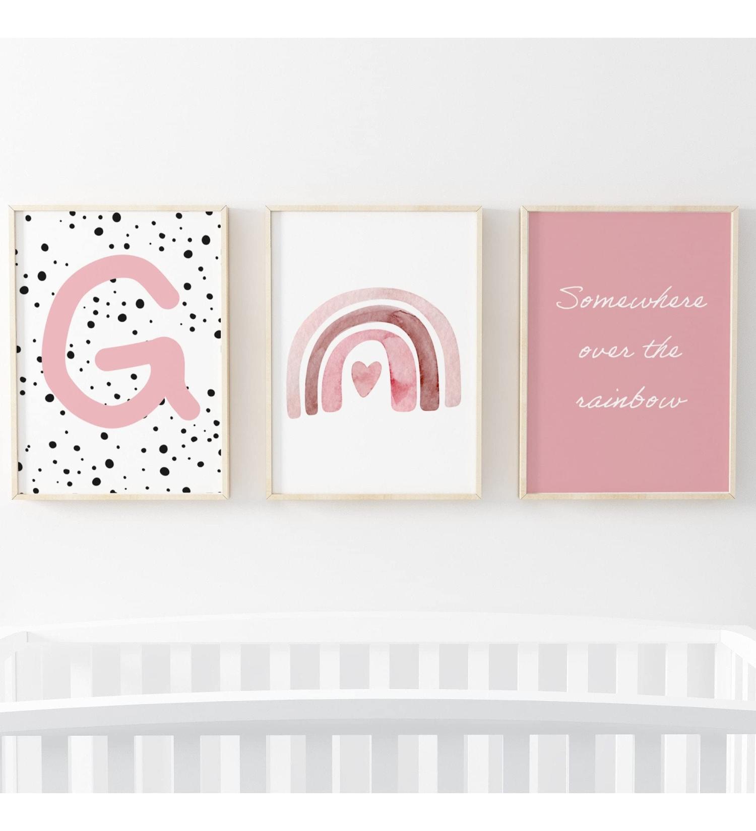 Pompom Prints Set of 3 | Rainbow Nursery Decor | Scandi Boho Style | Playroom Wall Art | 5x7 Inch Girls Bedroom Prints - Buy Online on SooperMarket.com