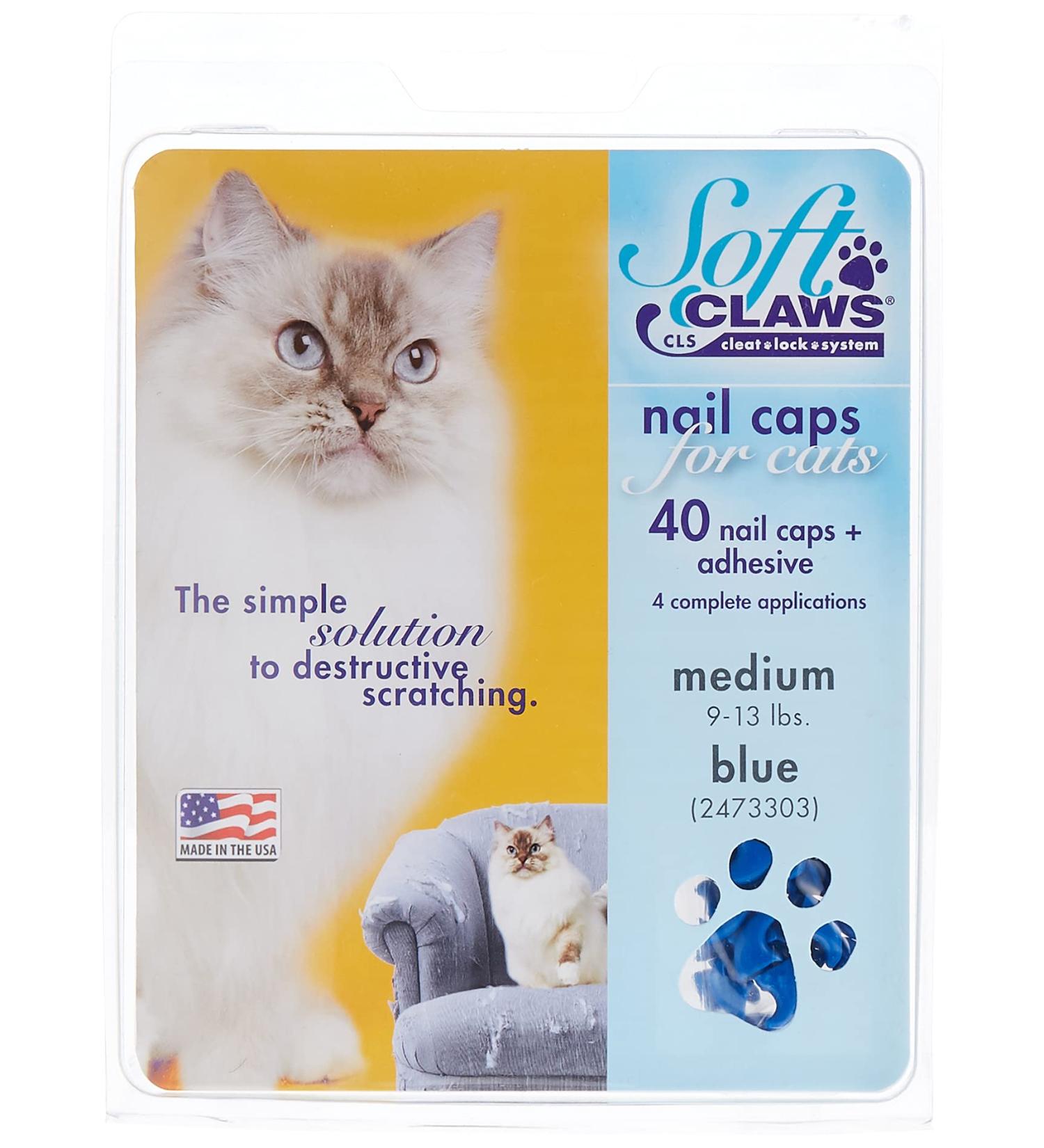 Soft Claws for Cats - CLS Medium Size in Blue | Cleat Lock System - Buy Online on SooperMarket.com