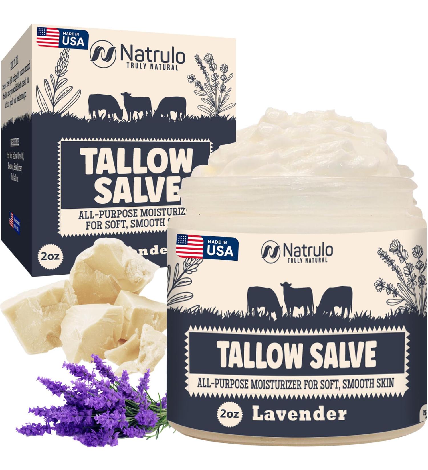All Natural Beef Tallow Salve - Moisturizing Balm for Eczema & Dry Skin - Grass Fed Tallow & Honey - Made in USA - Buy Online on SooperMarket.com