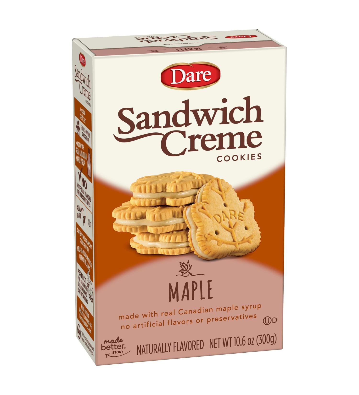 Dare Maple Leaf Crme Cookies - Classic Canadian Cookie with Real Maple Syrup - Peanut Free - 10.6 Ounces (Pack of 12) - Buy Online on SooperMarket.com