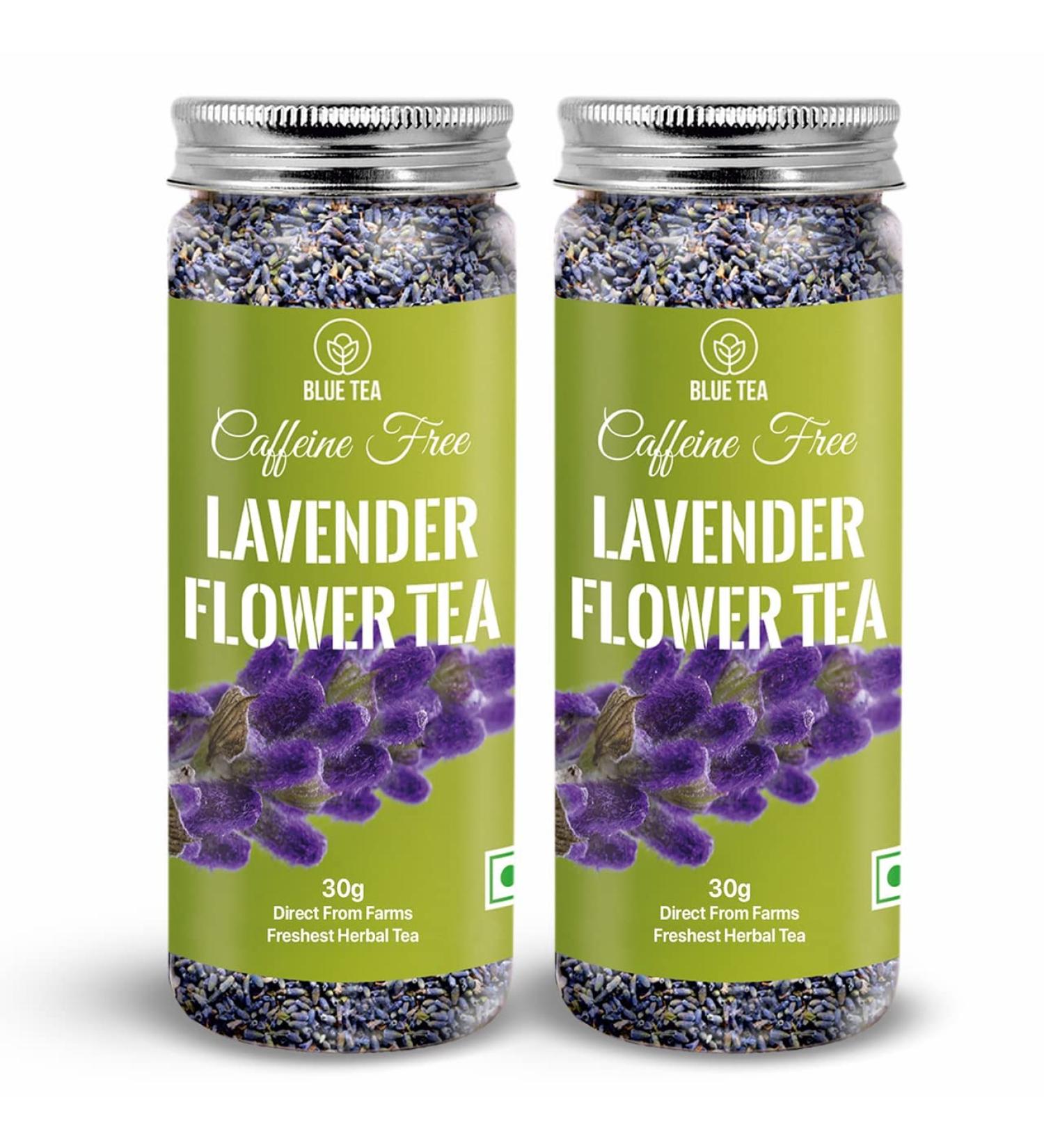 BLUE TEA - Lavender Tea - 60gm (Pack of 2) | Pure Lavender Flower Buds From Kashmir | Vegan Free - Non-GMO - Caffeine Free Eco-Sustainable Packaging| - Buy Online on SooperMarket.com
