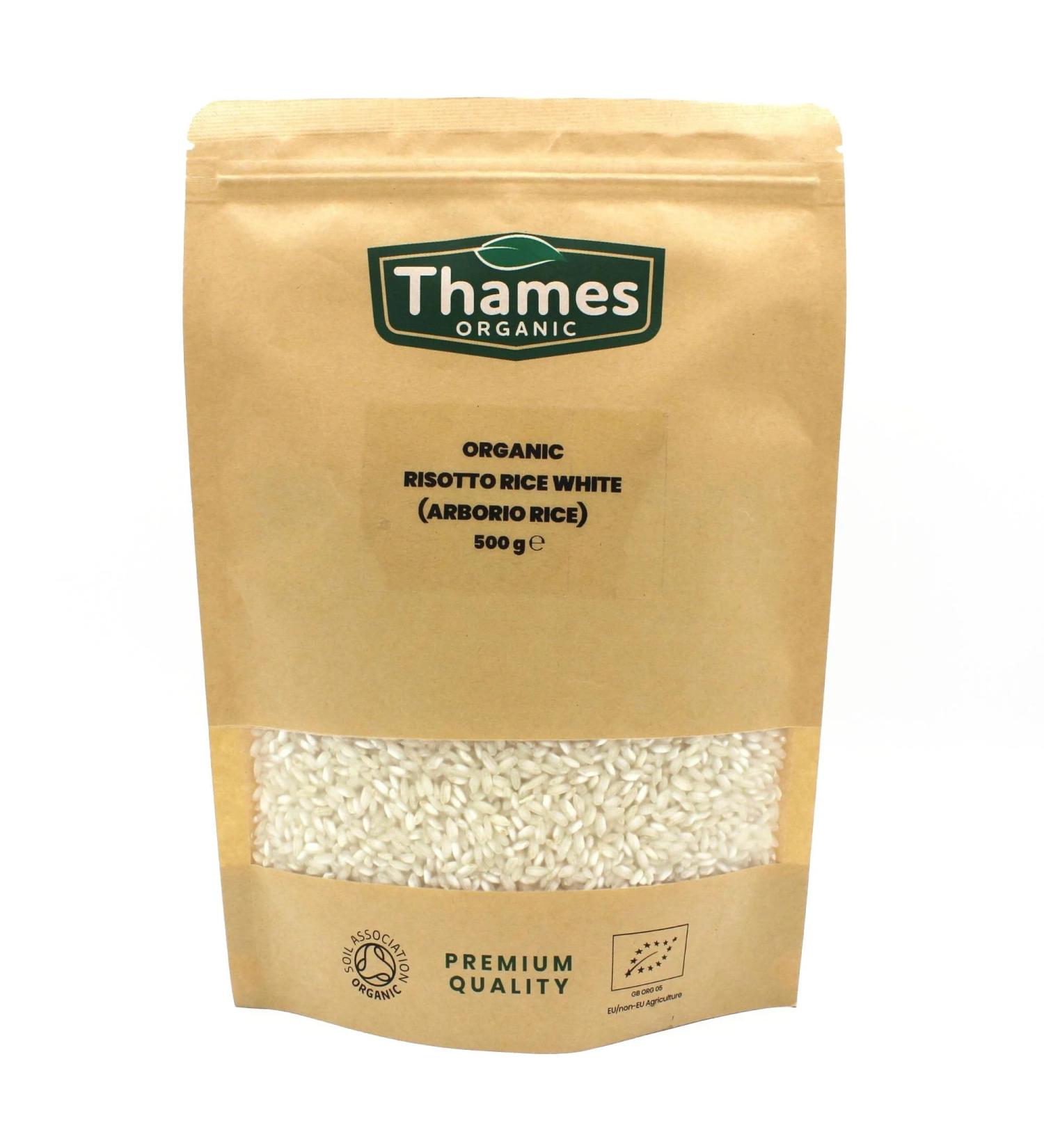 Thames Organic 500g Organic Risotto Rice - Certified Non-GMO Vegan Resealable Bag - Buy Online on SooperMarket.com