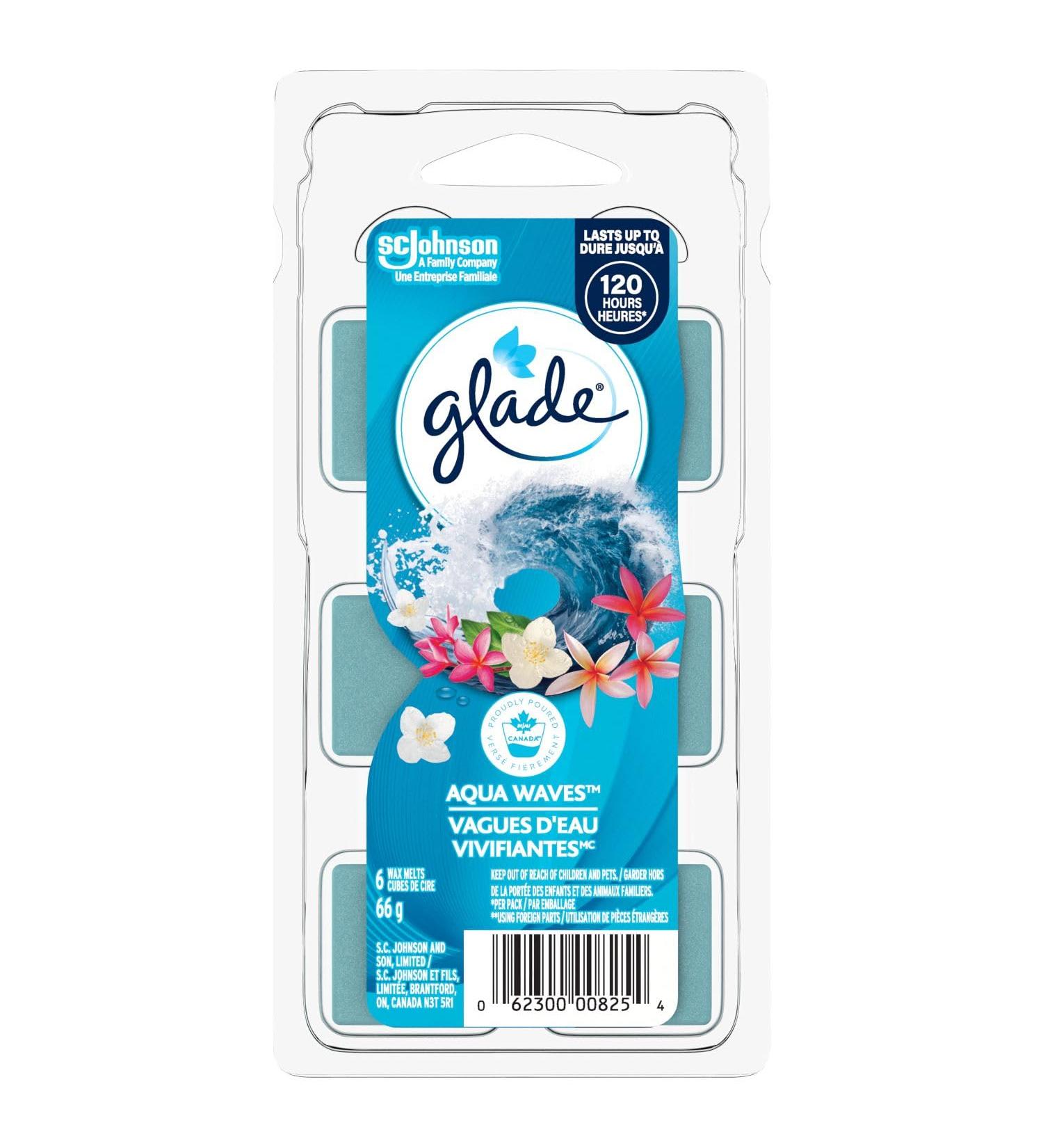 Glade Wax Melts Air Freshener and Odor Eliminator Scented Essential Oils for Home and Bathroom Aqua Waves 6 Count 343754 - Buy Online on SooperMarket.com