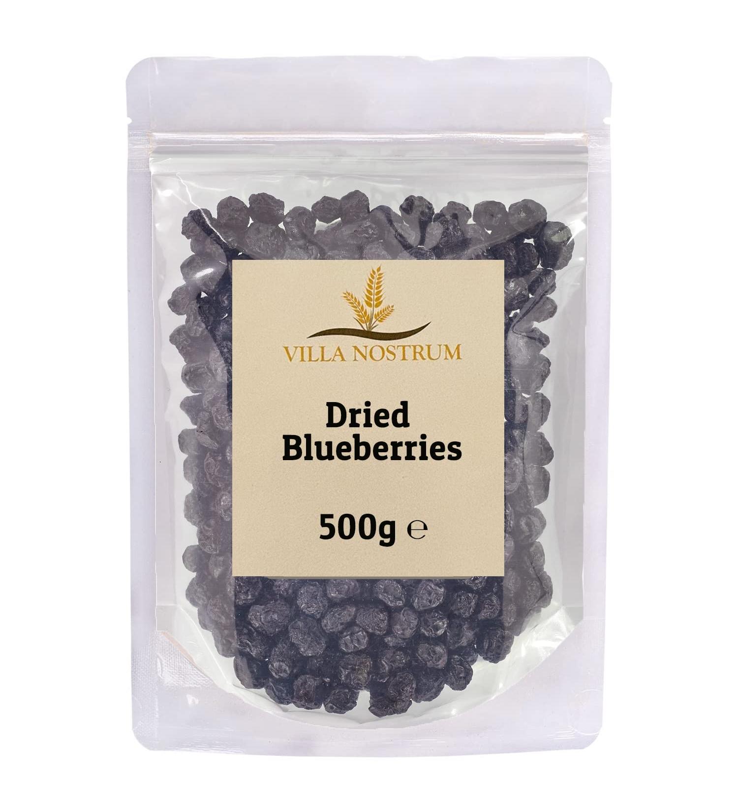 Dried Blueberries 500g by Villa Nostrum - Perfect for Salads Mixes Cooking and Baking Great Source of Vitamin
