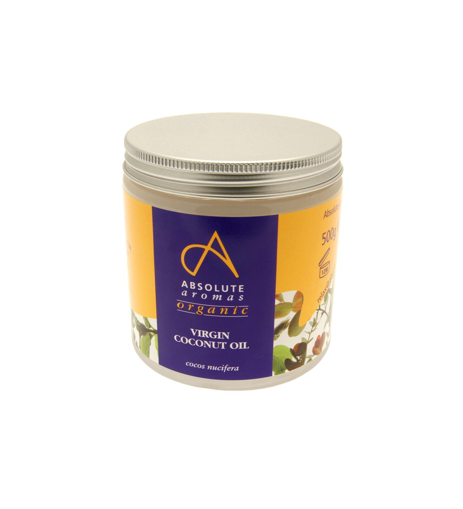 Absolute Aromas Certified Organic Coconut Virgin Solid Oil 500g - 100% Pure Natural Certified Organic Vegan and Cruelty Free - Moisturising and Hydrating for Skin and Hair Care - Ideal for DIY Beauty and Aromatherapy.