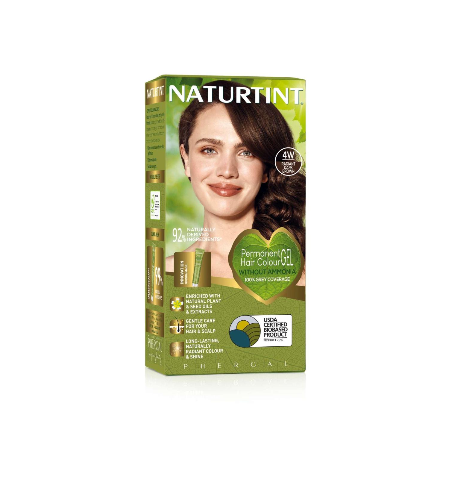 Naturtint Permanent Hair Colour Gel 4W Radiant Dark Brown Plant Enriched Ammonia Free Long Lasting Grey Coverage and Radiant Colour Nourishment and Protection - Buy Online on SooperMarket.com