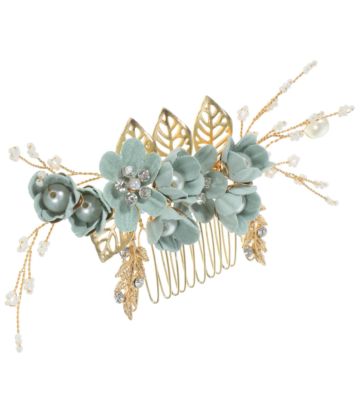 Healeved Crystal Flower Wedding Hair Comb - Hair Combs Hair Accessories for Women Green Bridesmaid Bridal Hair Accessories for Wedding Prom Birthday Party - Hair Accessories Wedding Guest - Buy Online on SooperMarket.com