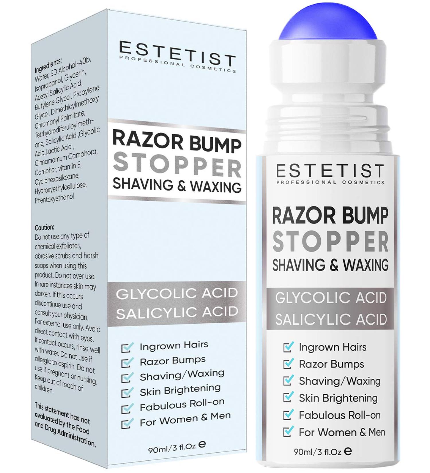 ESTETIST Razor Bump Stopper Solution with Salicylic Acid & Glycolic Acid - Ingrown Hair Treatment for Face, Neck, Bikini, Legs, Underarms - After Shave Serum for Men & Women - Buy Online on SooperMarket.com