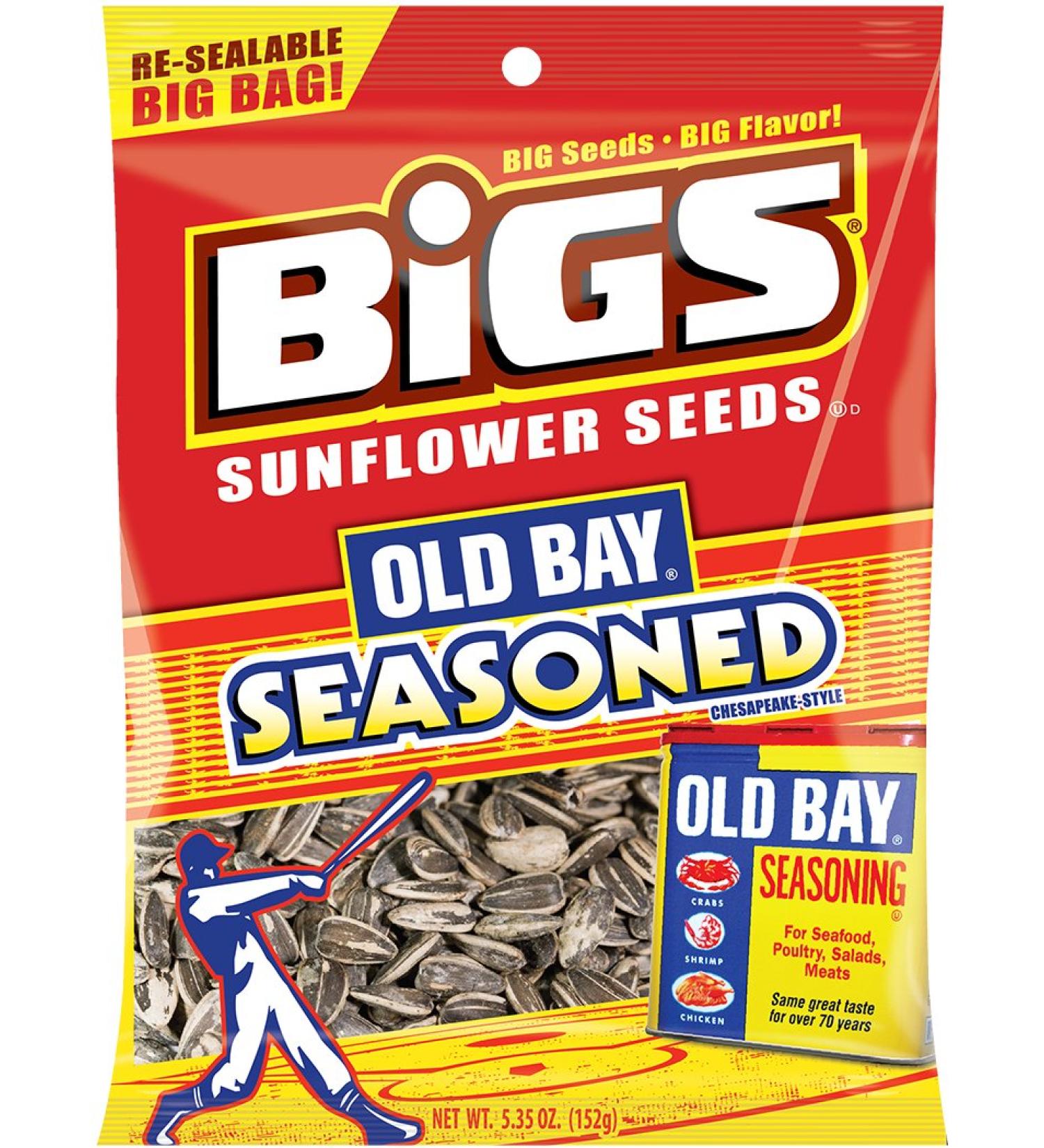 BIGS Old Bay Seasoned Sunflower Seeds, 5.35-ounce Bag (Pack of 3)