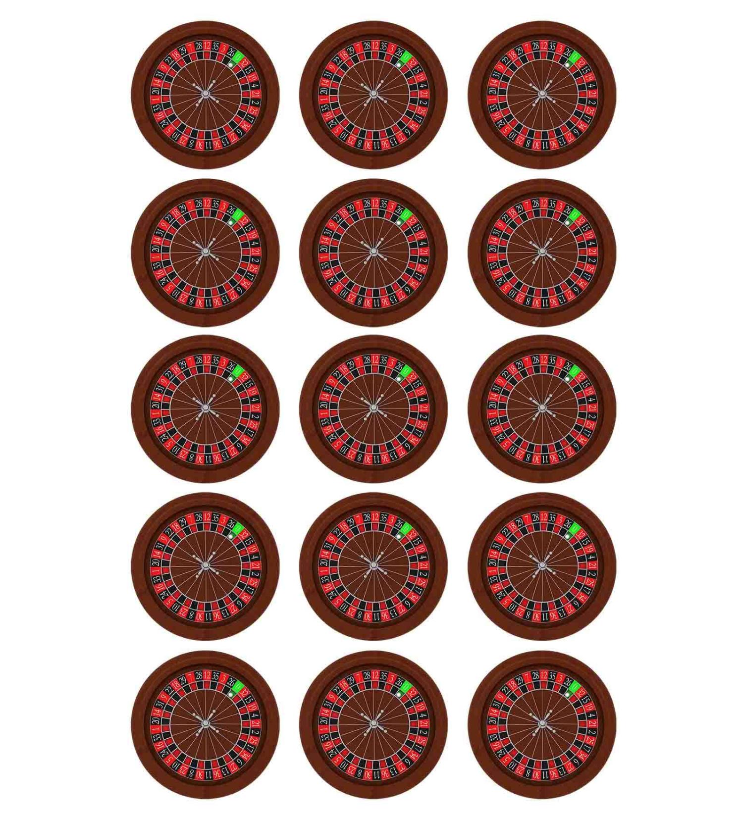 Roulette wheel Cupcake Toppers 15 x 2" pre-cut per sheet