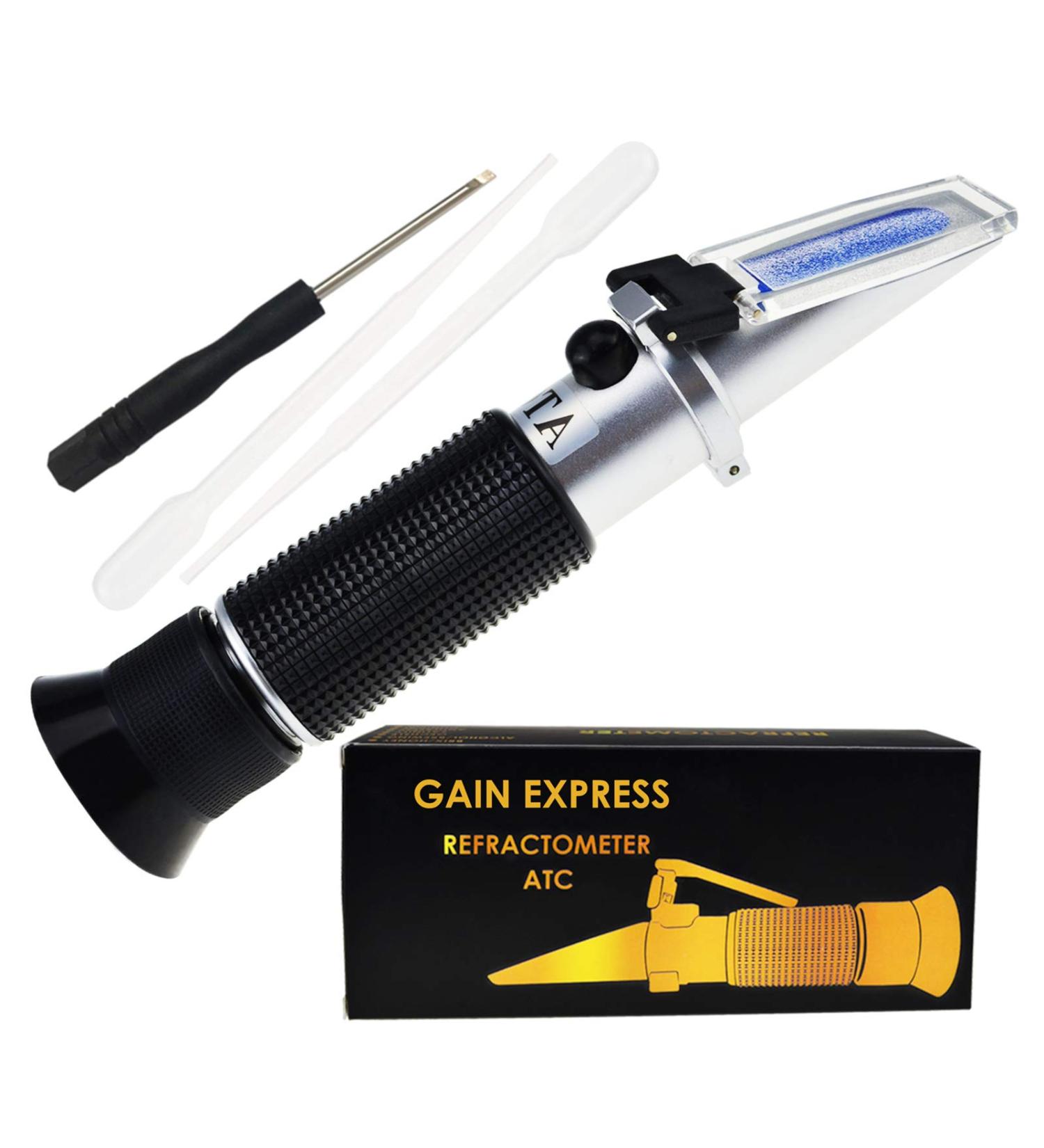 Gain Express 0-32% Brix Refractometer - ATC Sugar Solution Tester for Homebrew Beer Juices & More - Buy Online on SooperMarket.com