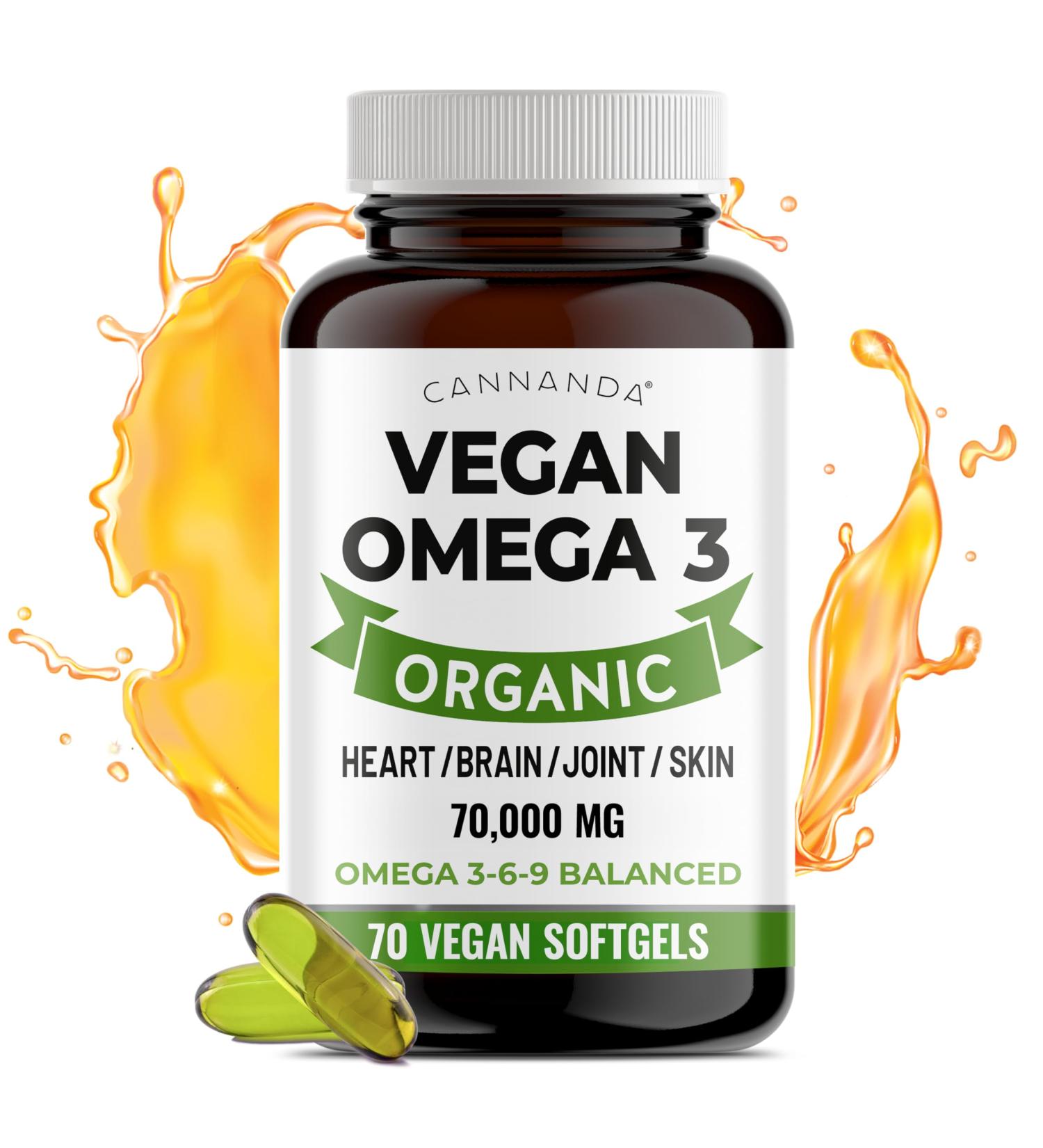 Vegan Omega 3 Supplement (Capsules/Softgels) - with Hemp Oil - 70 Easy To Swallow Softgels / 70 000 MG of Omega 3-6-9 / High Potency Natural Omega 3 Supplements Gummies - Rich in GLA - Made in Canada - Buy Online on SooperMarket.com