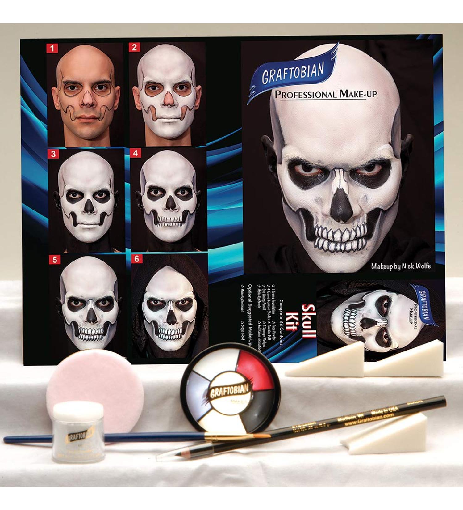 Graftobian Skull Makeup Kit - 11 Piece Set in Multi-colored Palette - Buy Online on SooperMarket.com