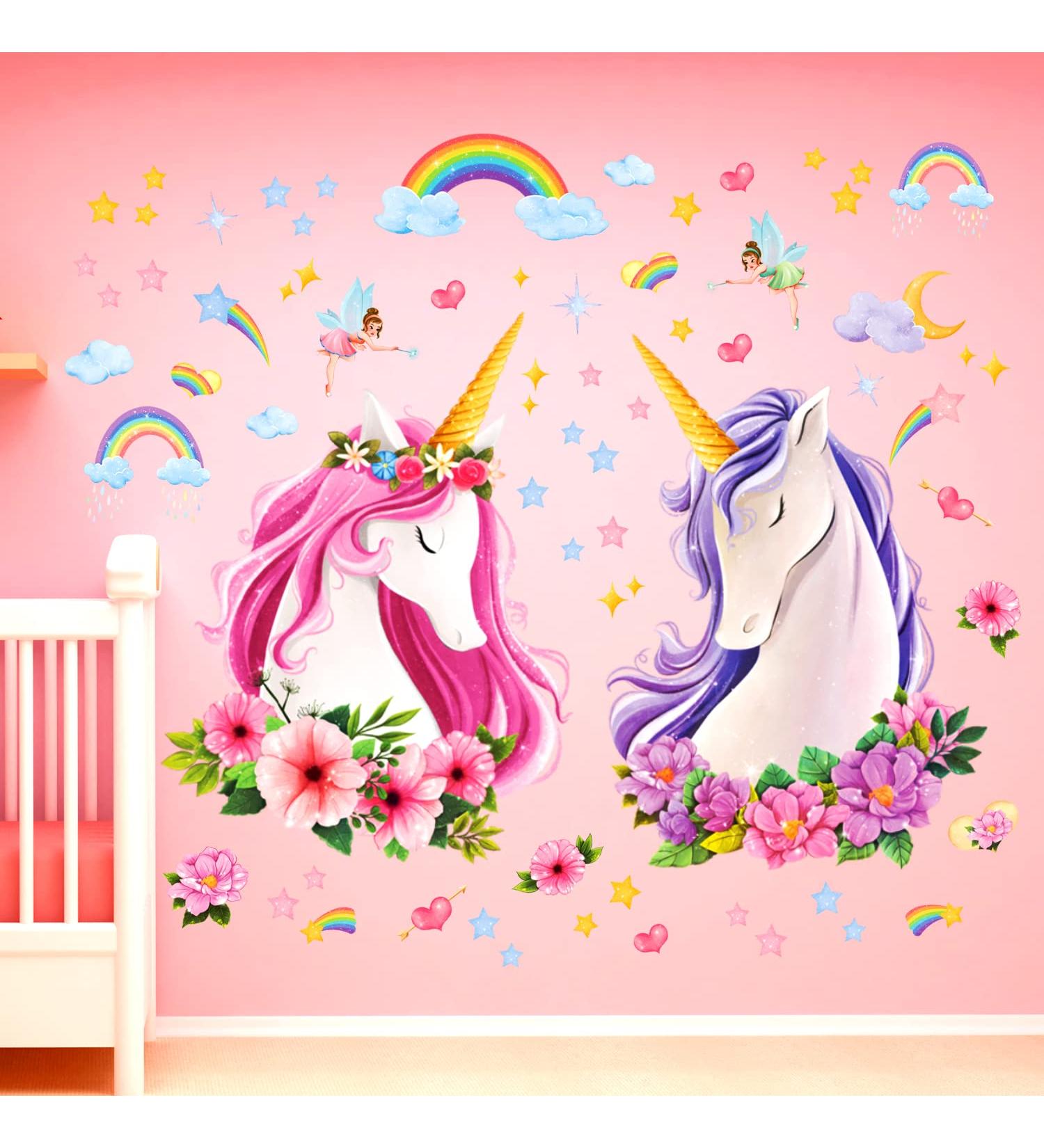 DECOWALL SG-2105 Unicorn Rainbow Wall Stickers - Removable Girls Nursery Bedroom Decor - Buy Online on SooperMarket.com