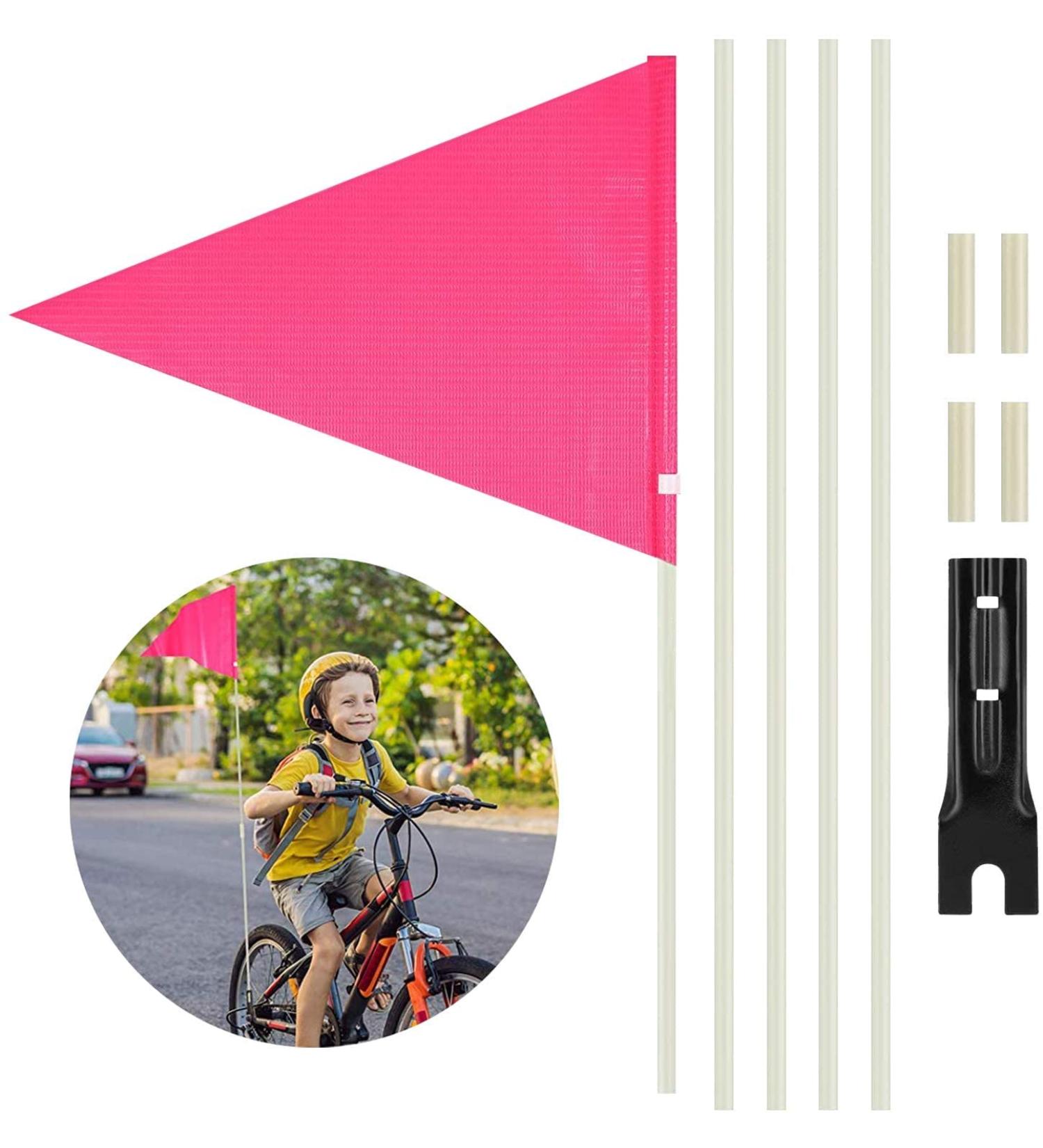 Beiiii Security Pimp 180cm Adjustable Reflective Yellow Pennant Rod - Kids Bike Flags in Pink for Safety - Buy Online on SooperMarket.com