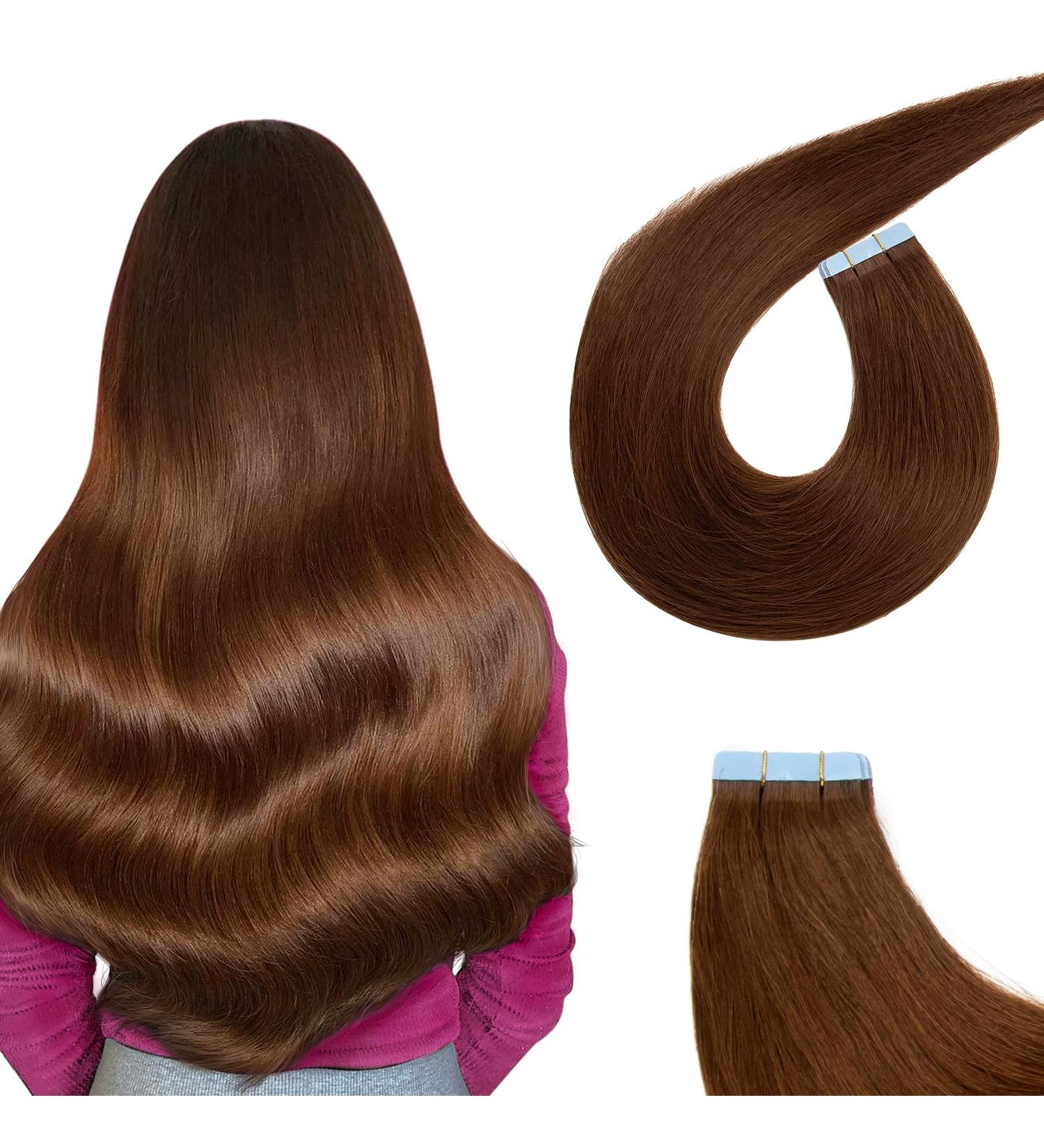 AGMITY Tape in Hair Extensions Chocolate Brown 14 inches 20pcs 40g/pack Invisible Straight Thick Remy Hair Extensions Tape in Human Hair(14 inches #4 Medium Brown) 14 inch #4 Medium Brown - Buy Online on SooperMarket.com