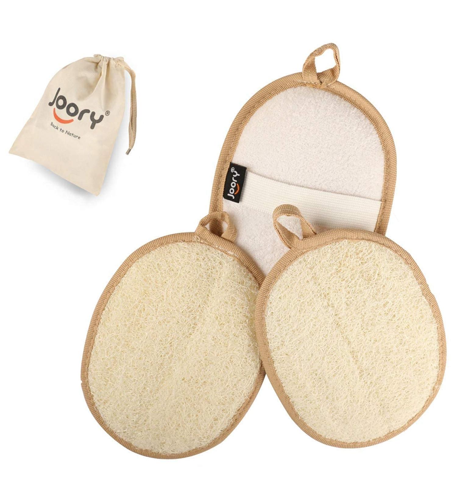 JOORY Natural Exfoliating Loofah Sponge - 3 Pack Egyptian Body Scrubber | Biodegradable Shower Luffa Pad - Buy Online on SooperMarket.com