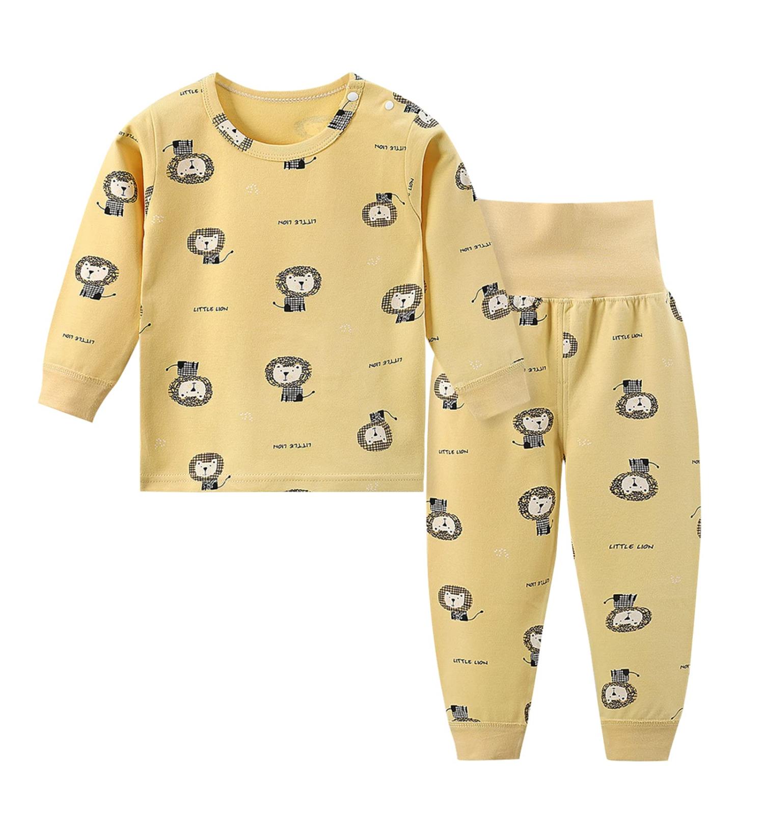 YANWANG 100% Cotton Baby Pajamas Set | Long Sleeve Sleepwear | 1-2 Years | Lion Design - Buy Online on SooperMarket.com